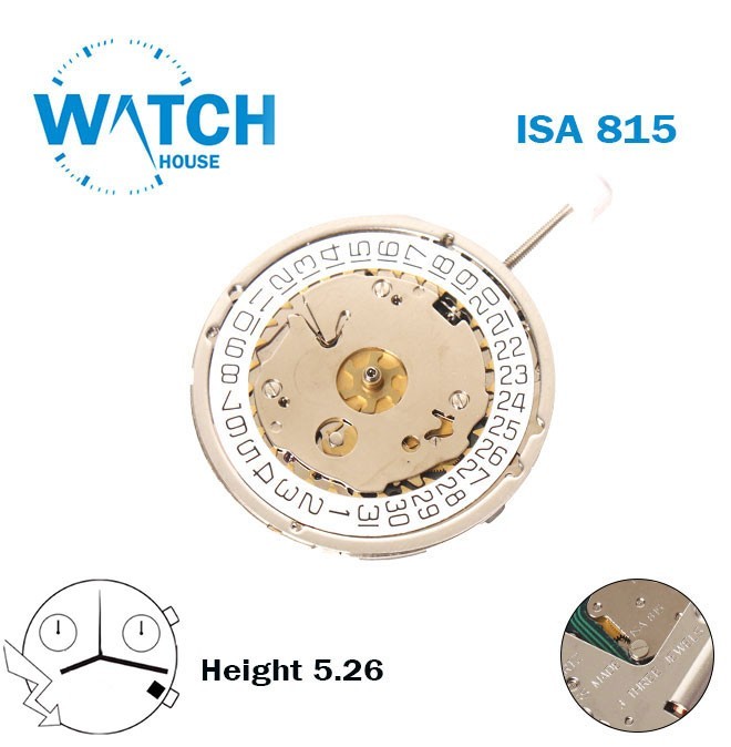 ISA 815 Swiss Movement-Height:5.26mm-White Date Disk At 4-3 Hands-Chronograph.
