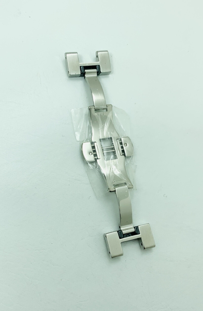 VERSACE WATCH BAND BUCKLE , 15A , DIVER , BLACK CERAMIC+SILVER STEEL
