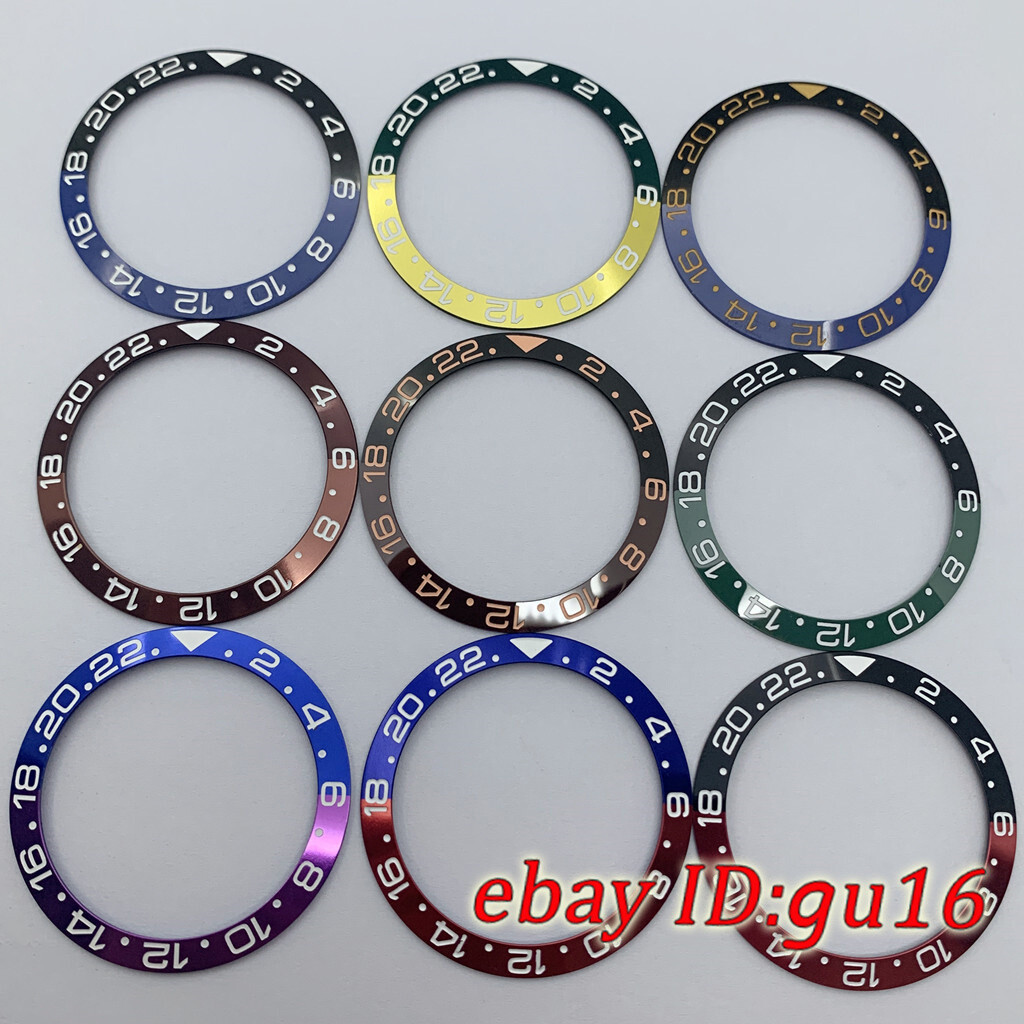 38mm black white blue green red GMT watch bezel insert for 40mm automatic watch