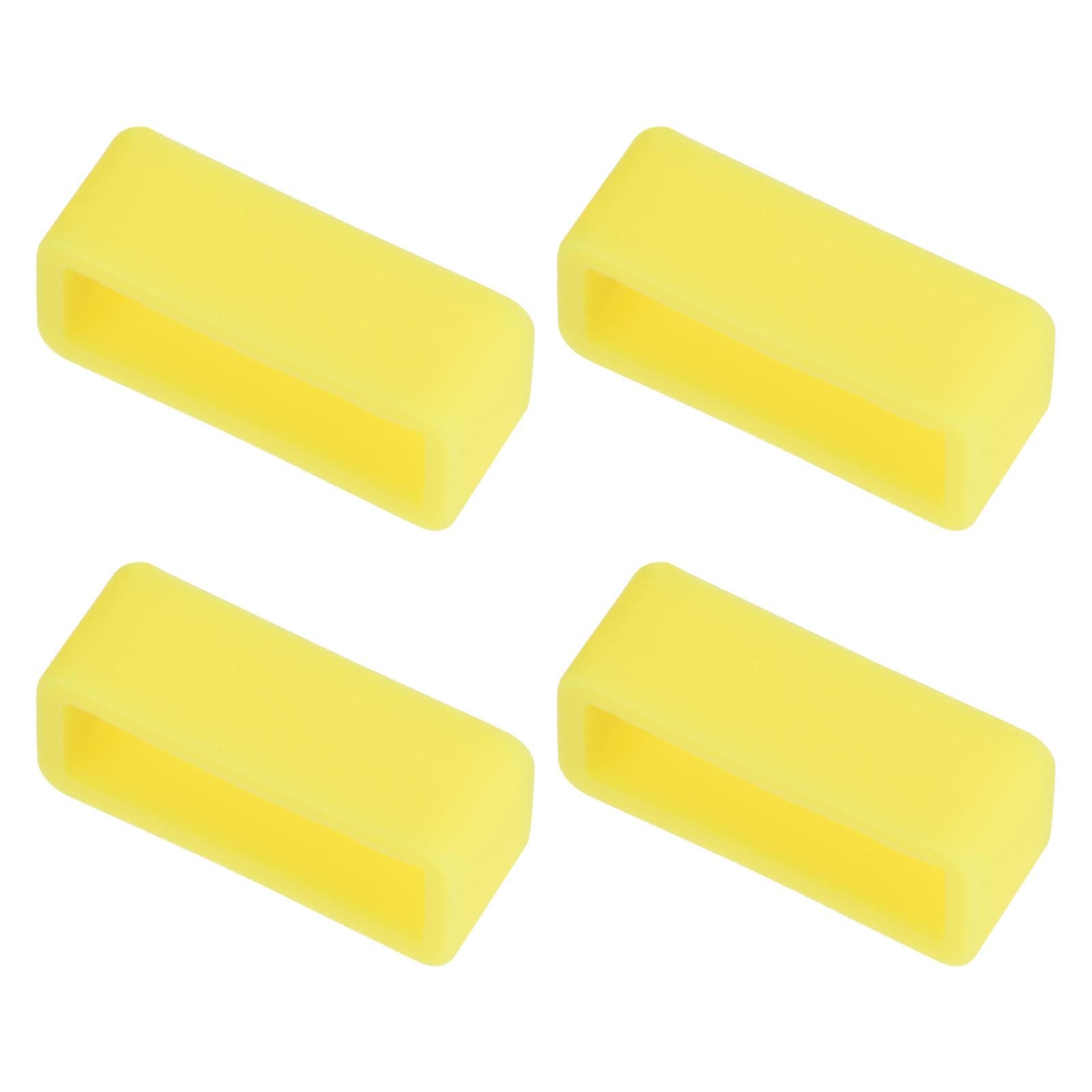 Watch Band Strap Loops Silicone for 19mm Width Watch Band, Yellow 4 Pcs