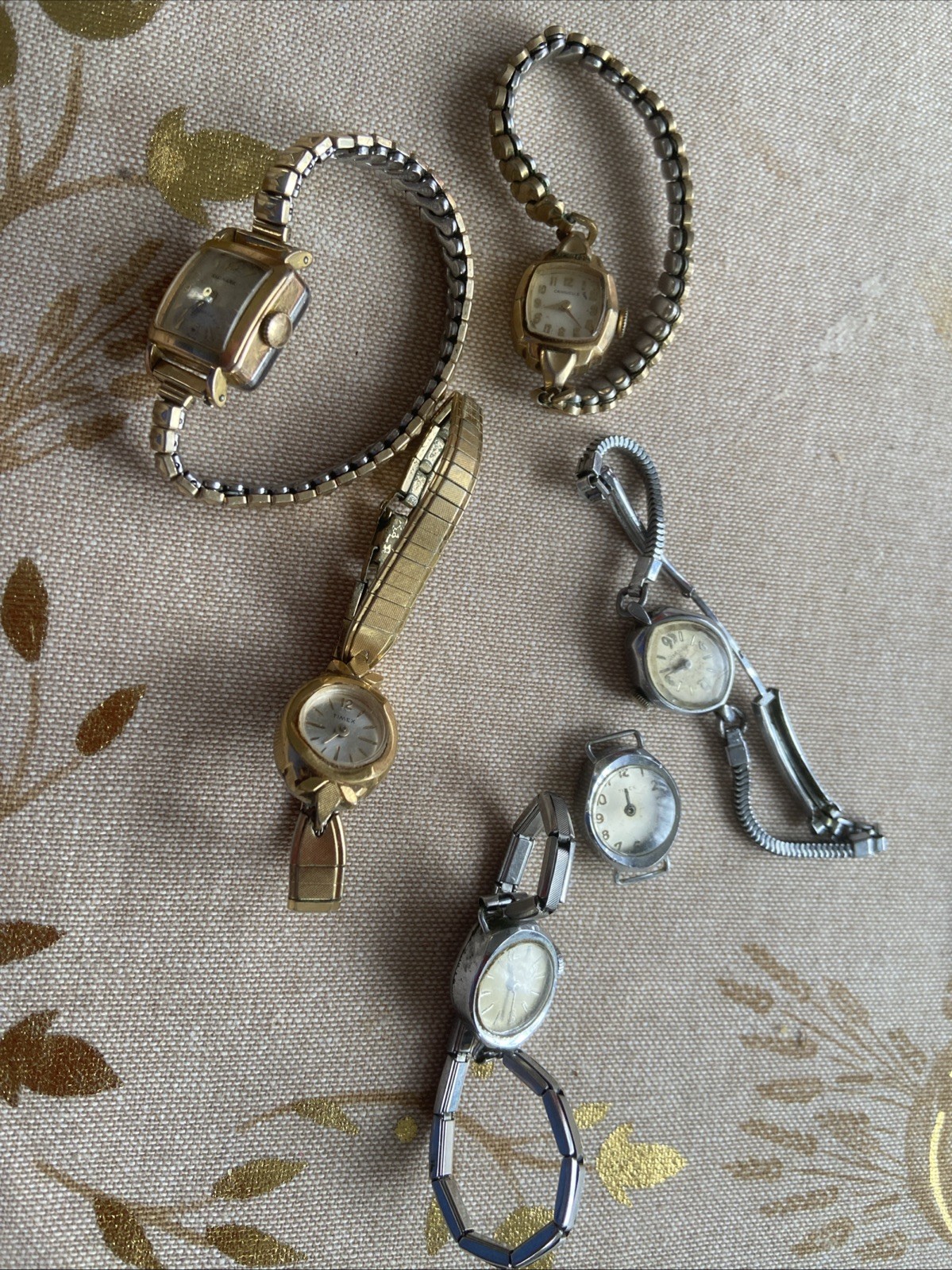 Vintage Mechanical Wind Up Watch Lot Parts Repair Lot Of 6