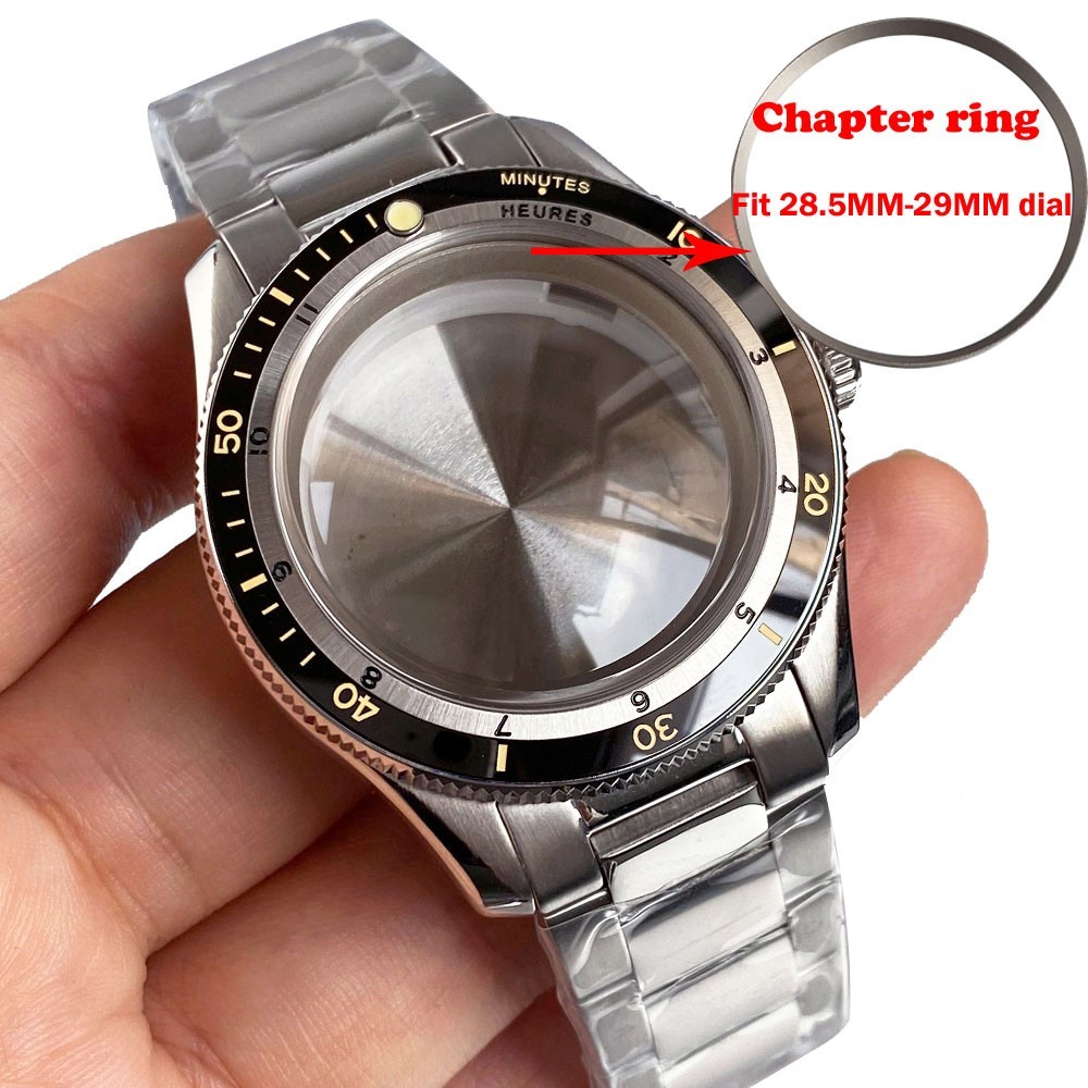 40mm Bow Sapphire Glass Watch Case Fit NH34 NH35 2824 Miyota 8215 Ceramic Bezel