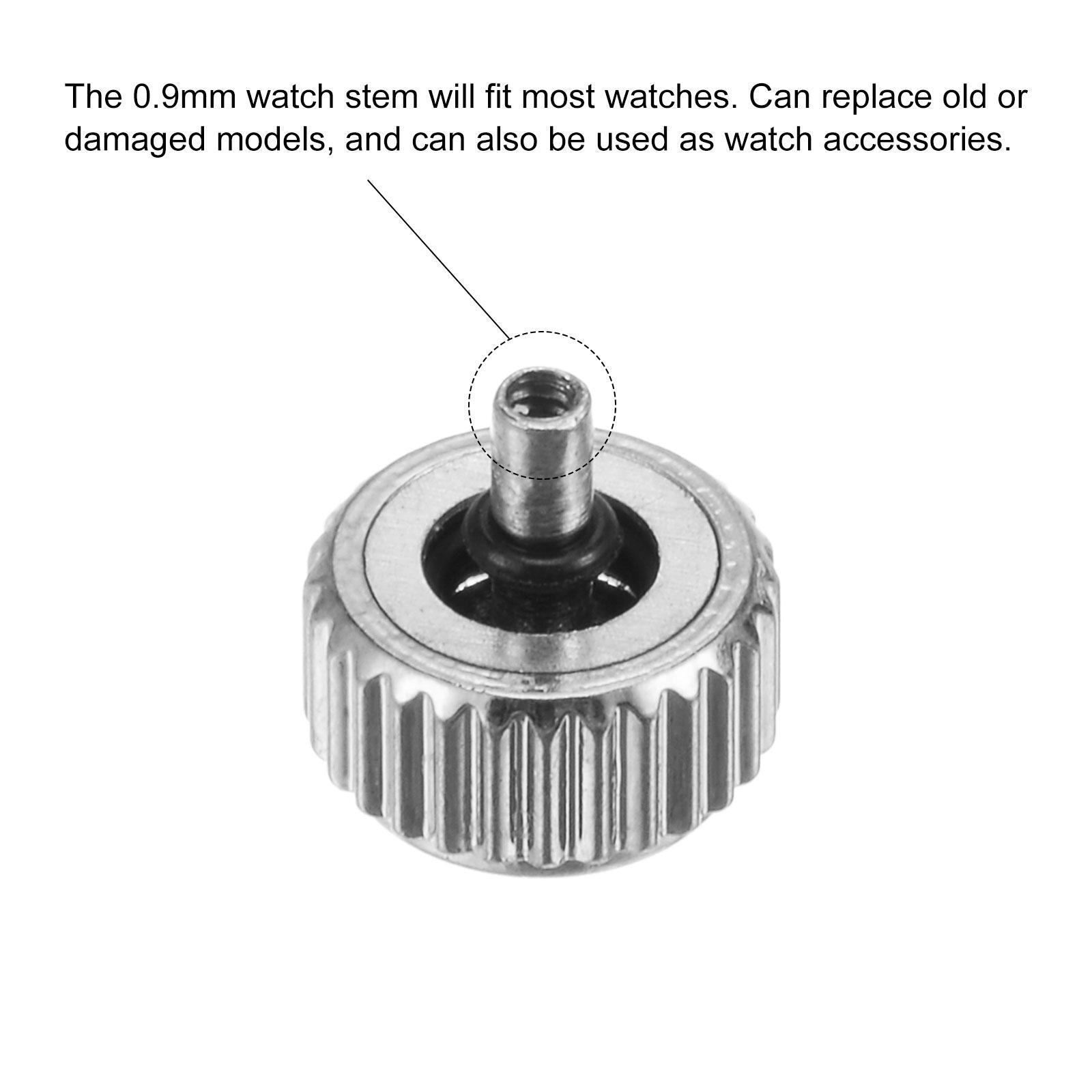 2Pcs 5.5×5.5mm Watch Crown SUS304 Flat Head Long Stem 2.5mm ID Silver Tone