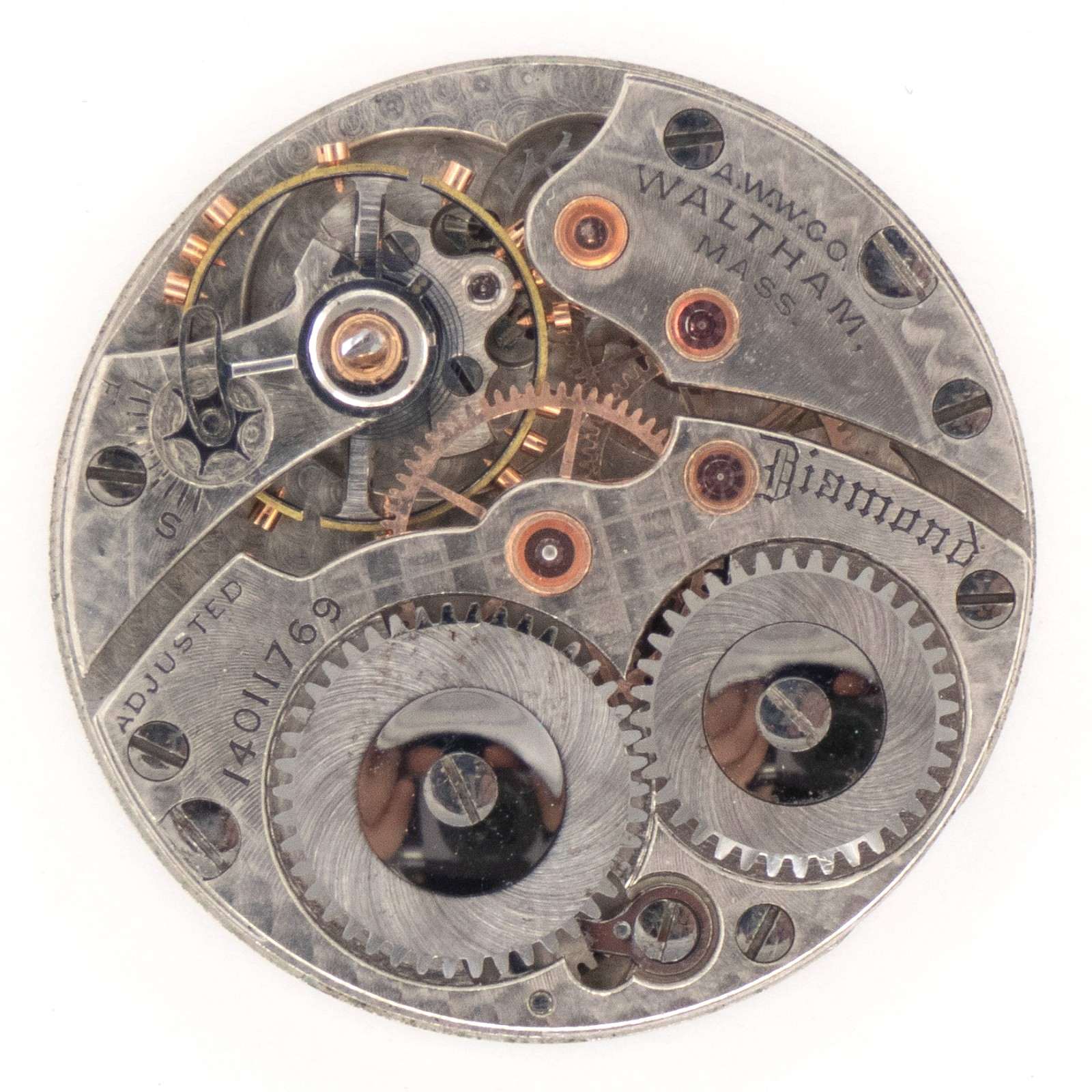 Waltham Grade Diamond Model 1898 6/0-Size 17-Jewel Antique Pocket Watch Movement