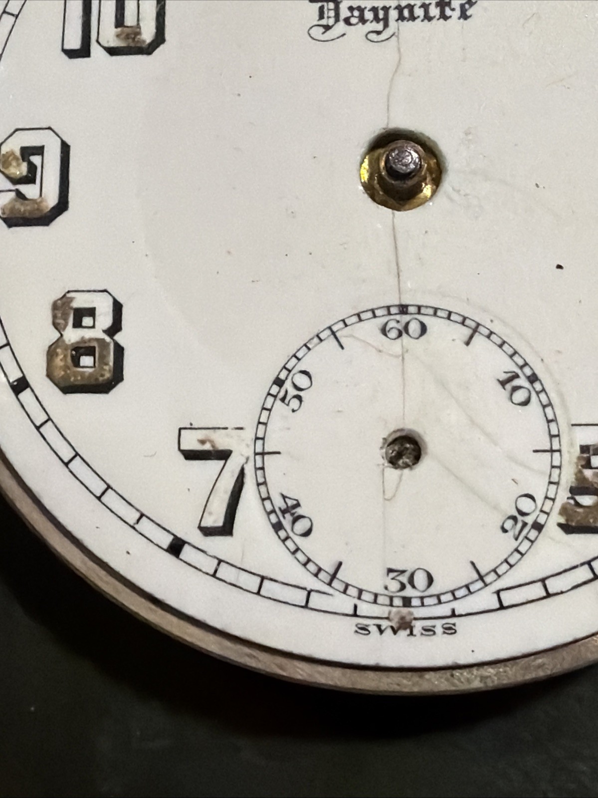 AM43 VTG Barclay Daynite 7j Pocket Watch Movement 42mm – Parts/Repair As Is**
