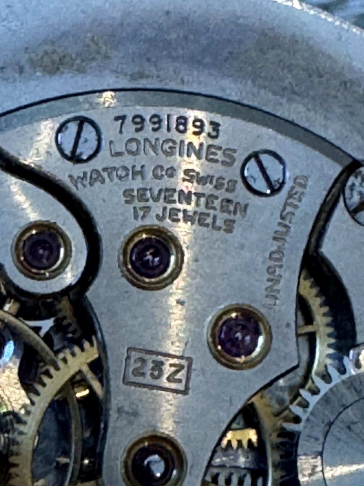 LONGINES 23Z – 17 Jewel Watch Movement and Crystal – Runs