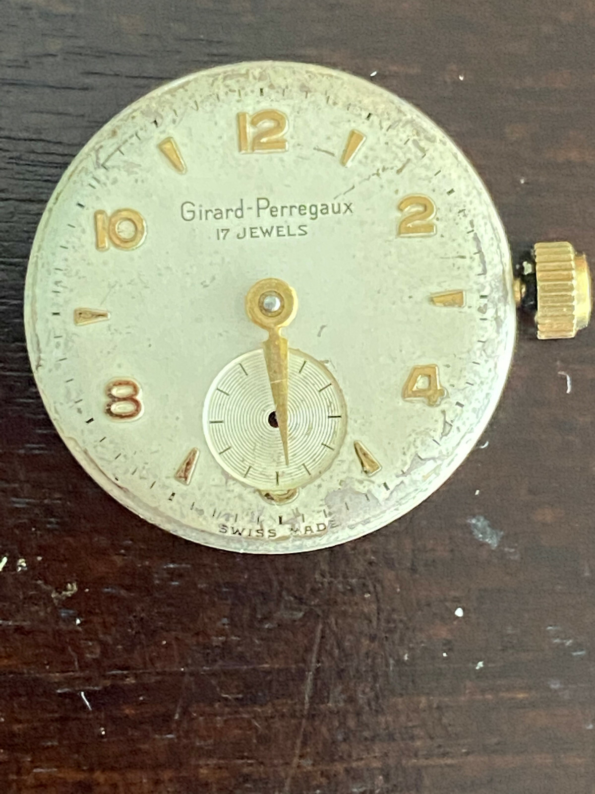 VINTAGE MEN’S GIRARD PERREGAUX WRIST WATCH MOVEMENT, 81 BE 609, NOT RUNNING