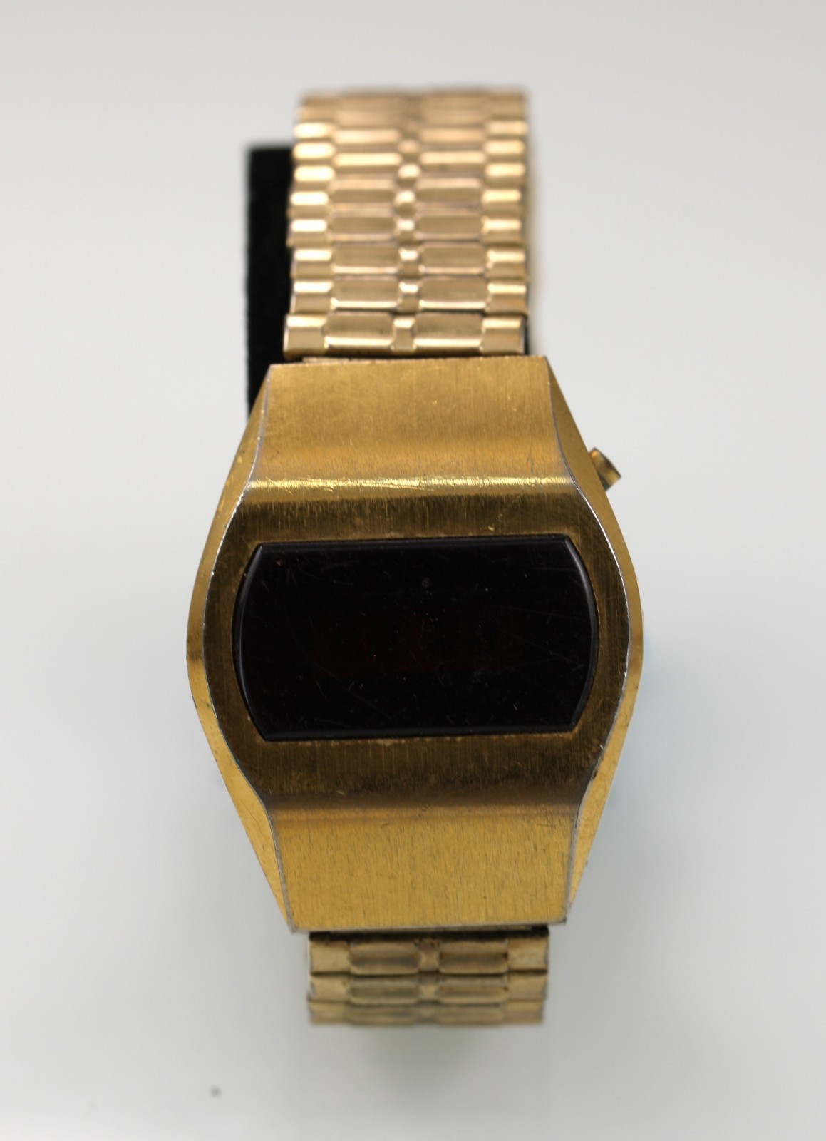 Enterprex Digital Watch Men Vintage Gold Stainless St Stretch Quartz NON-WORKING