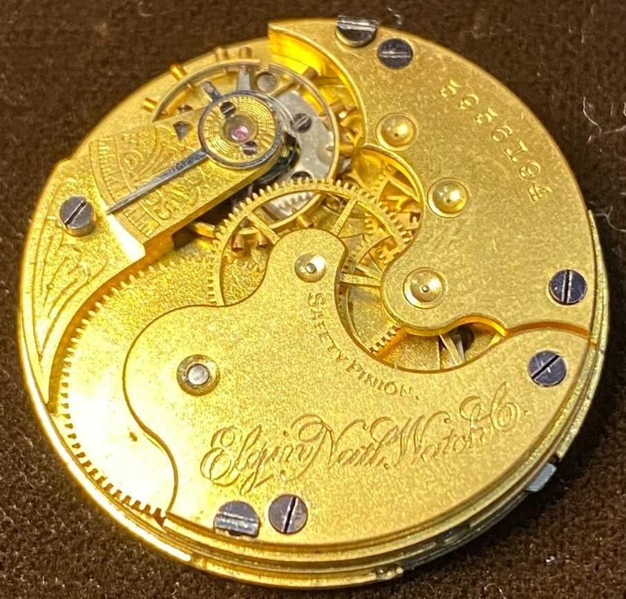 1895 ELGIN POCKET WATCH MOVEMENT model 1 serial# 5956194 GRADE: 109 Size: 0s