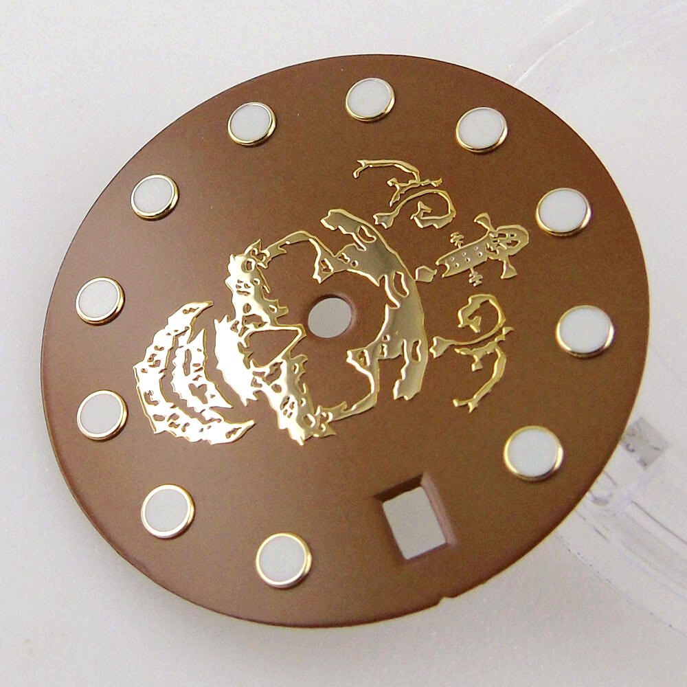 28.5mm Watch Dial Fit for NH35A Movement 4.2 / 3 o’clock Crown Green Lume Index
