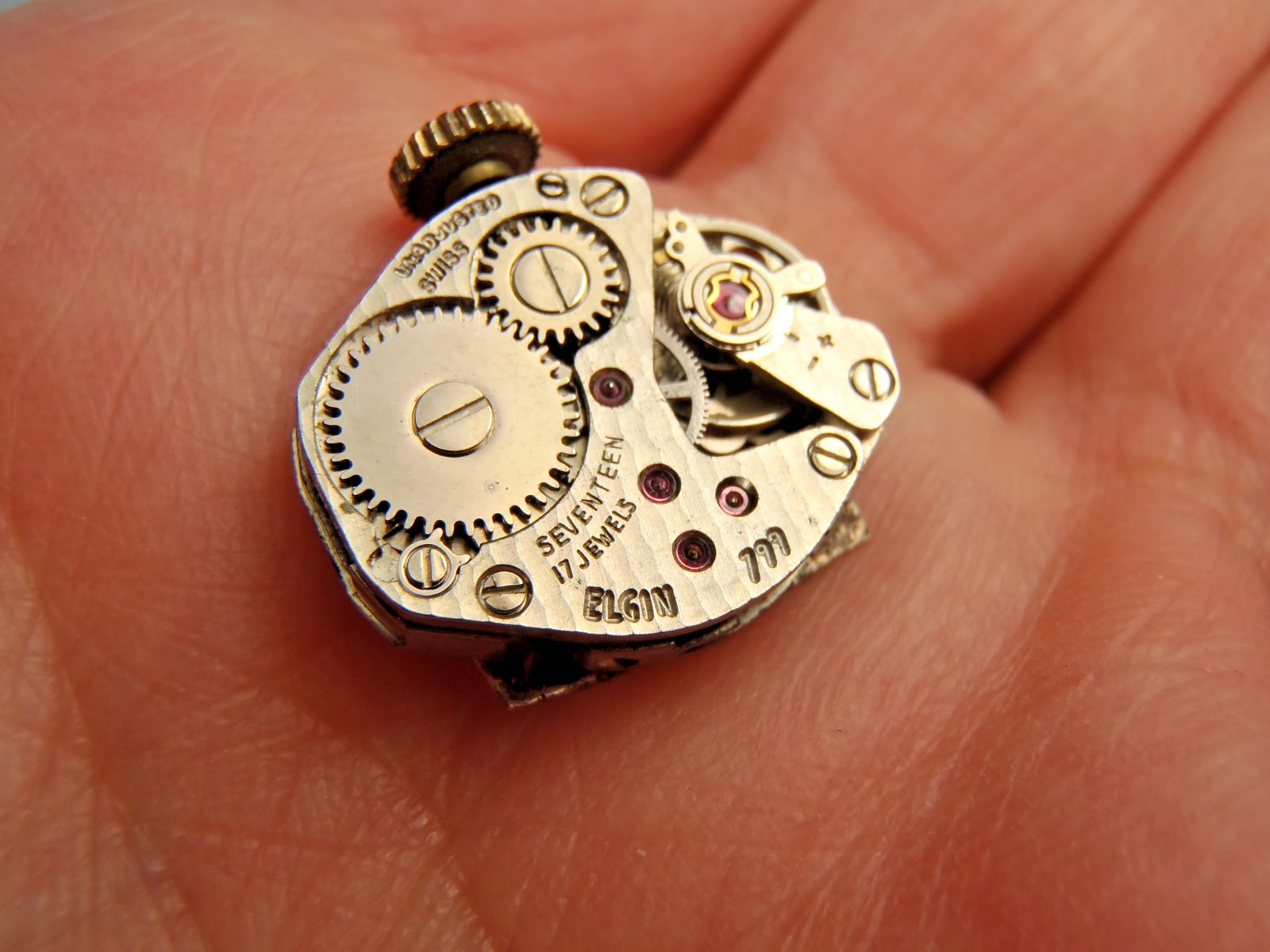 Vintage Elgin Cal. 799 Mechanical Watch Movement 17J Waltham Dial USA RUNNING