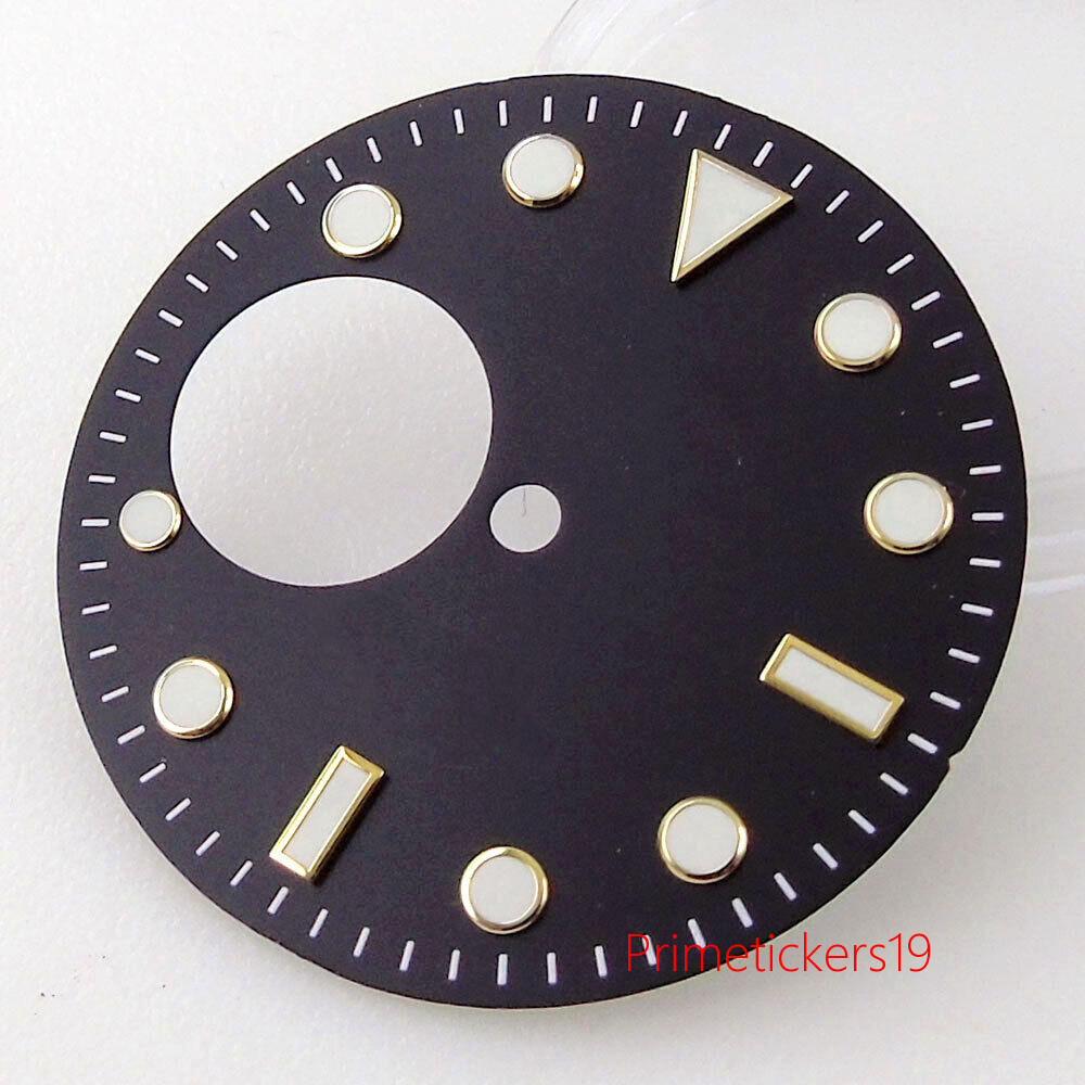 Fit NH38 Automatic Movement 29mm Black/Blue Watch Hollow Dial Hands Set Luminous