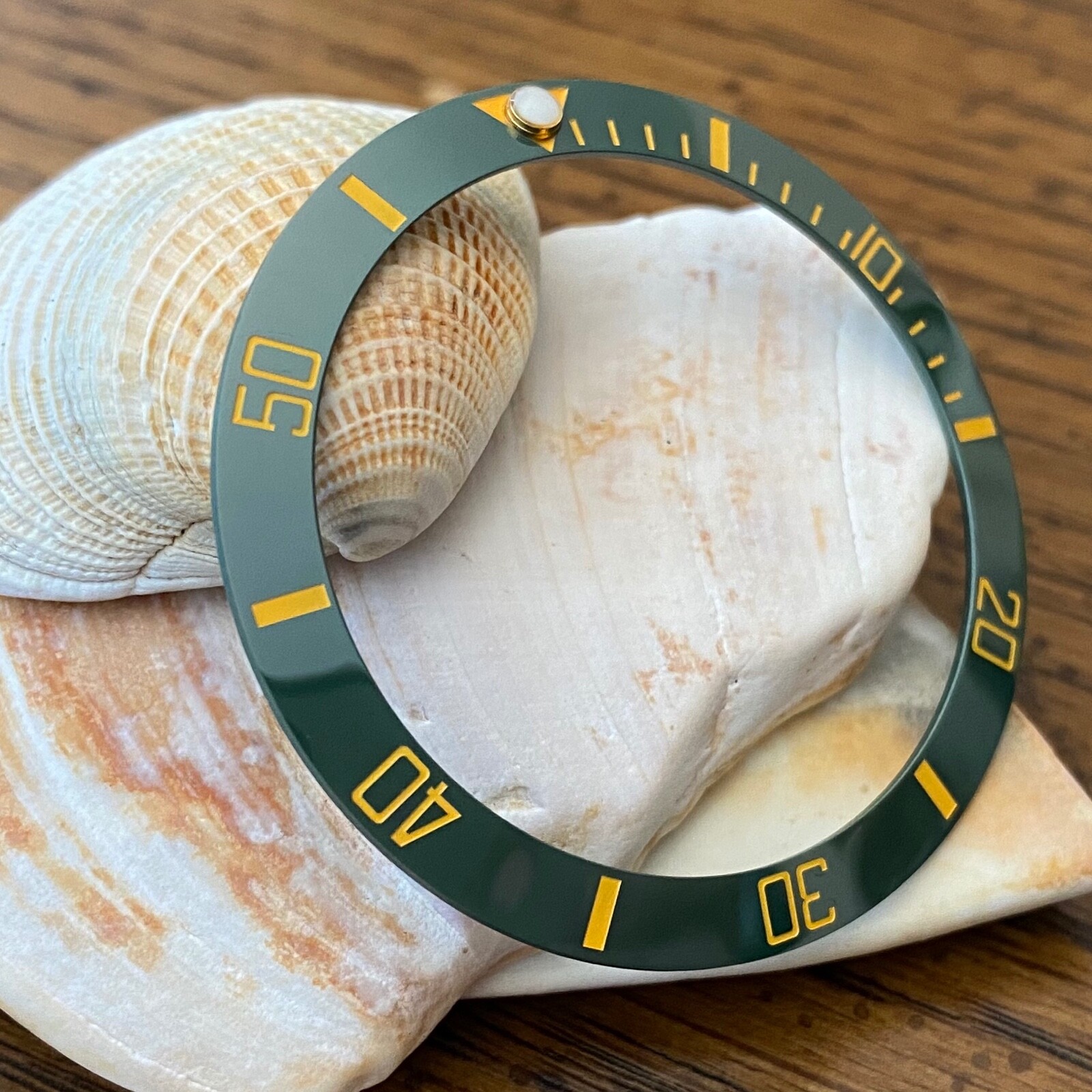 Sub Style Ceramic Green w/ Yellow [Sloped Bezel Insert] for Seiko SKX007 SRPD