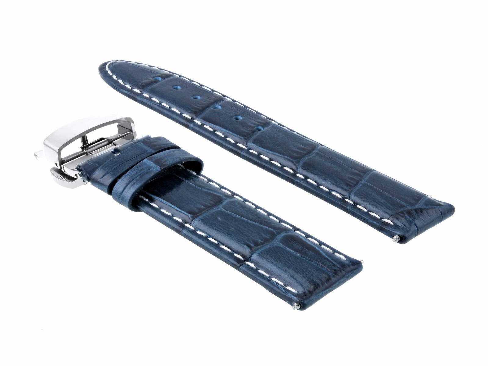 24MM LEATHER WATCH STRAP BAND CLASP FOR 44MM PANERAI LUMINOR RADIOMIR BLUE WS