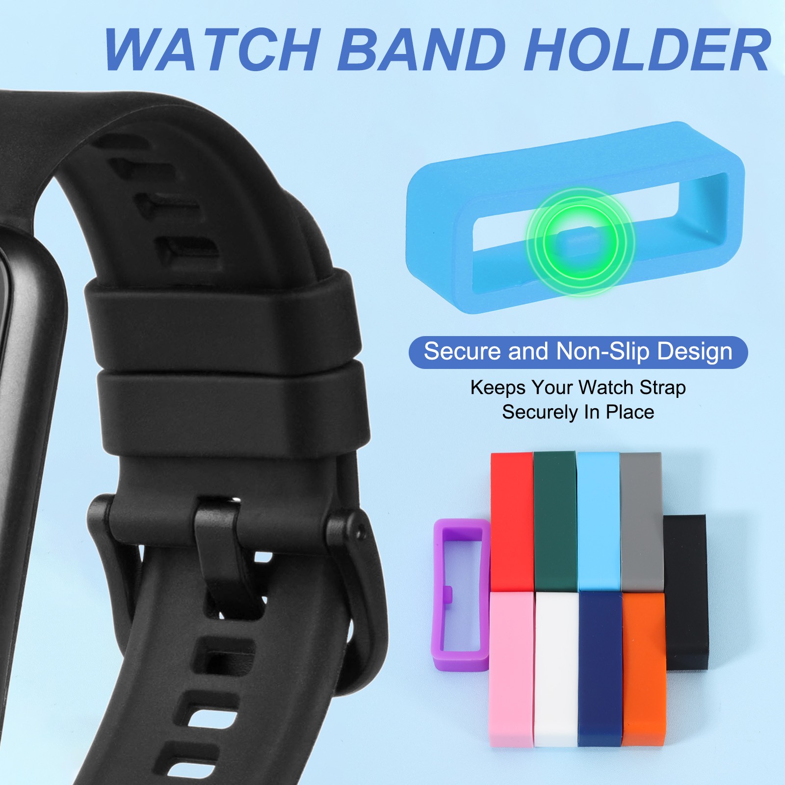8 Pcs Watch Band Holder Loop, 20mm Universal Watch Replacement Band, Sky Blue