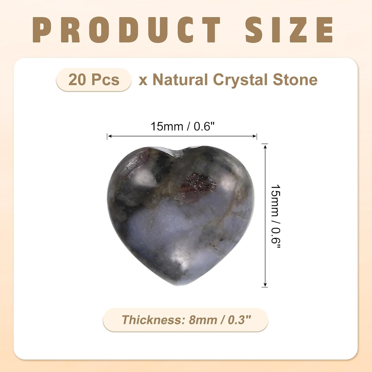 20Pcs Natural Heart Shaped Crystal Stone, 0.6 Inch 5/16″ Thick Mini Polished Lov