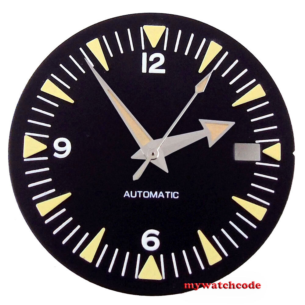 32mm Black Dial Luminous Mark Fit Vintage Japan NH35 NH36 Movement Watch