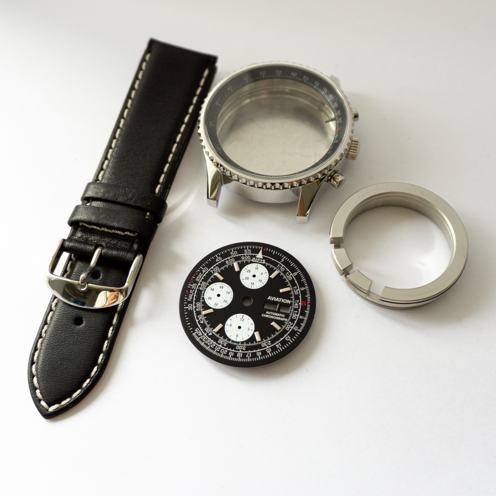Aviation Chronograph ETA Valjoux 7750 Case Watch Kit / Kit DIY Watch Case