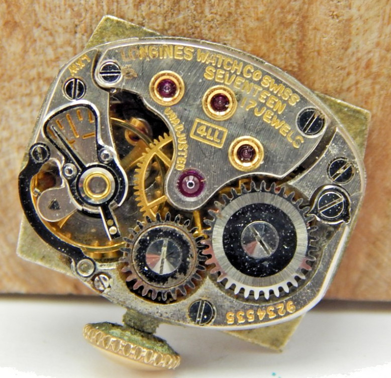 Vintage 17 jewel Longines 411 ladies wrist watch movement with hands & dial