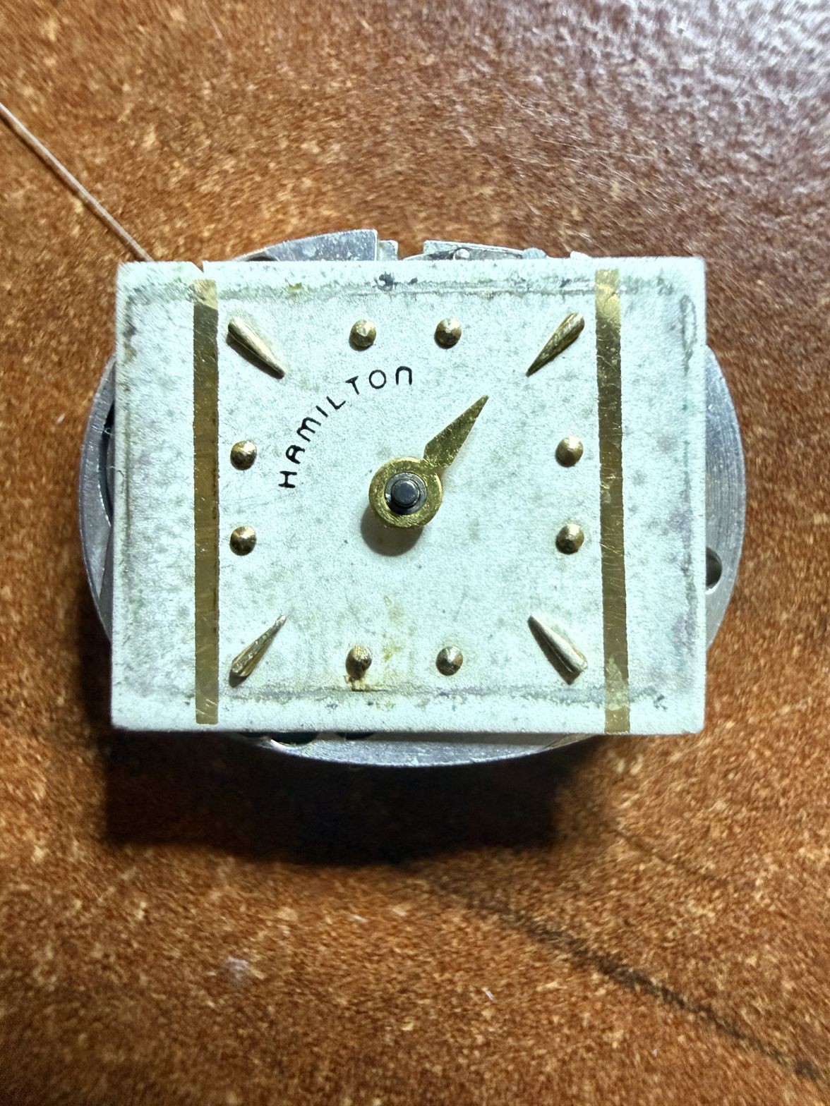 Hamilton 757 22 Jewel Movement Rectangular Dial Not Running Parts Repair