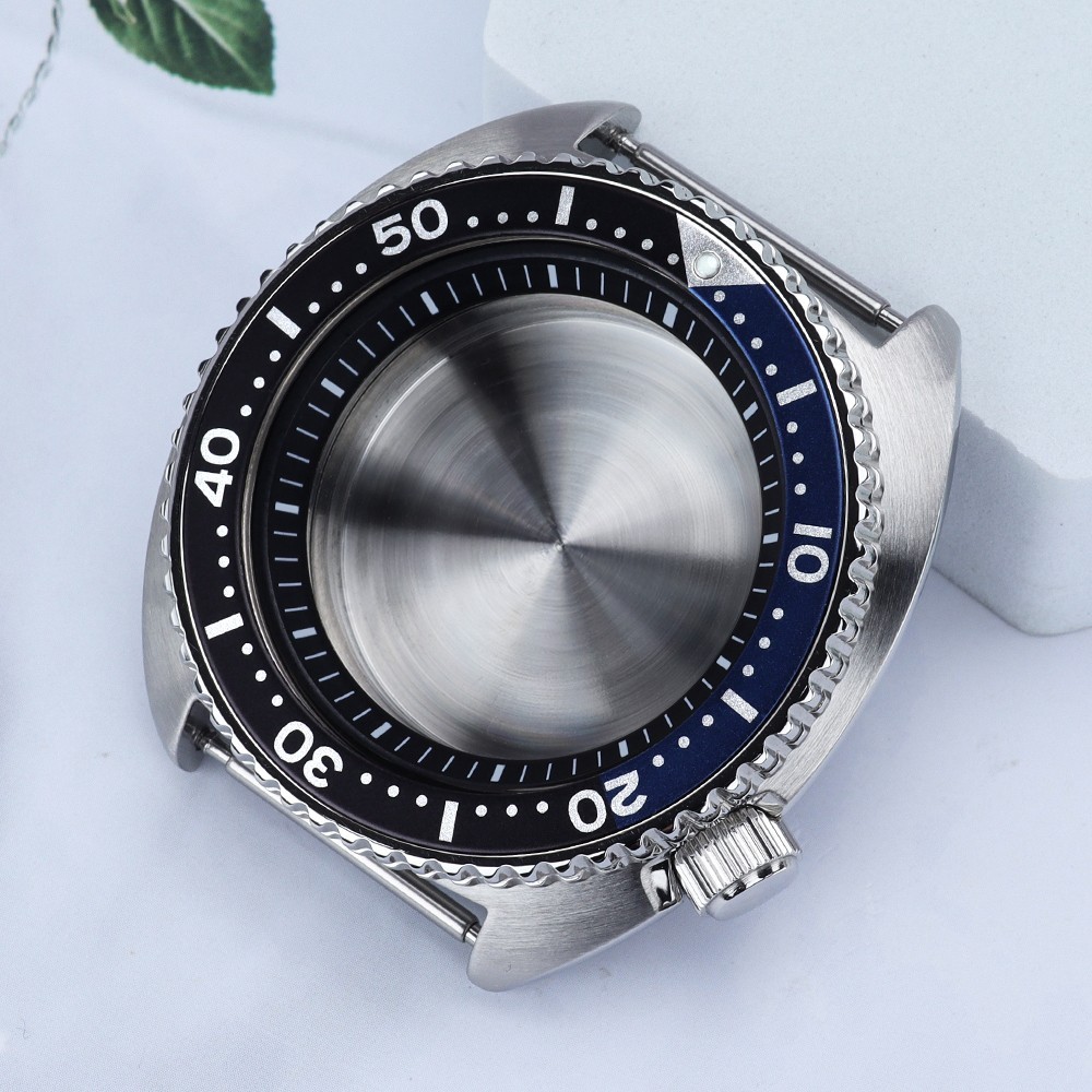 45mm Sapphire turtle Style Diver Watch Case Chapter Ring For Seiko NH35 Movement