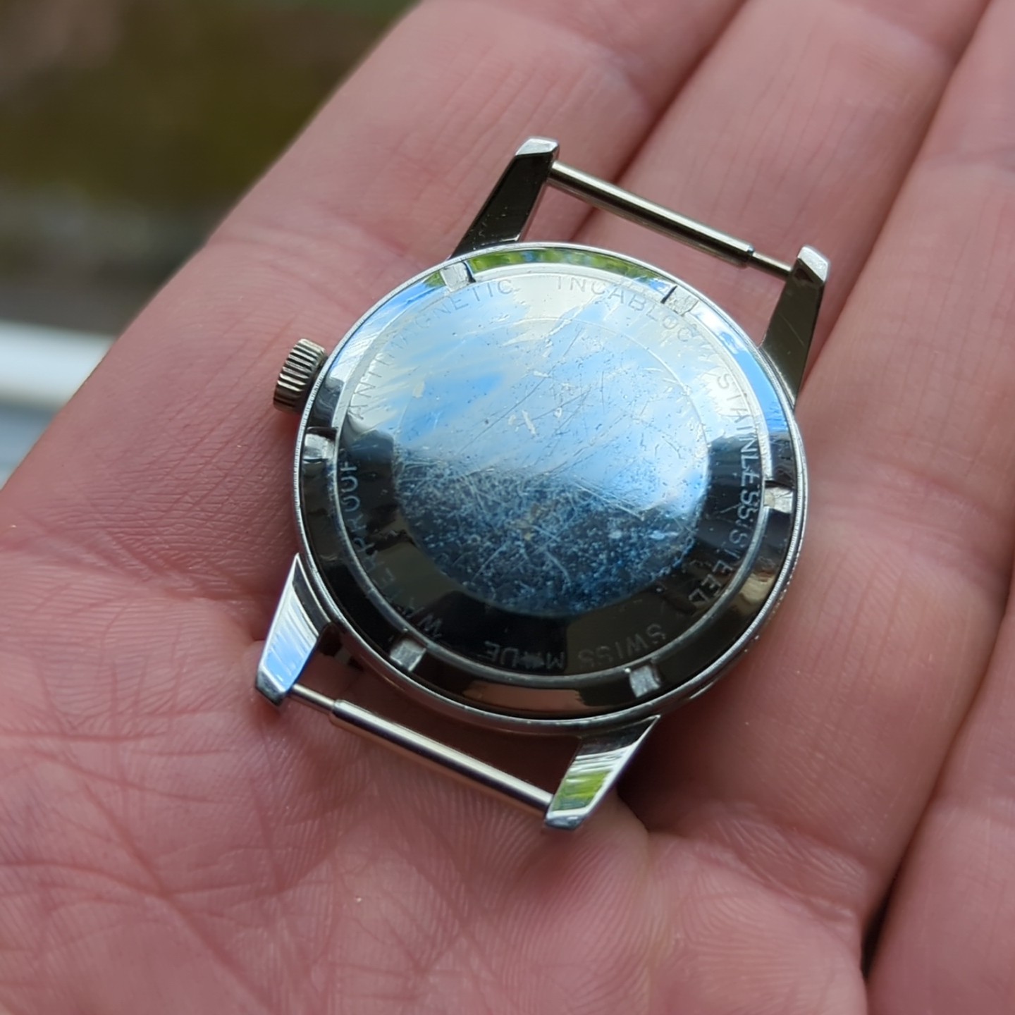 1960s Swiss Steel Waterproof Watch Case 33mm For Movement Rehoming (WD)