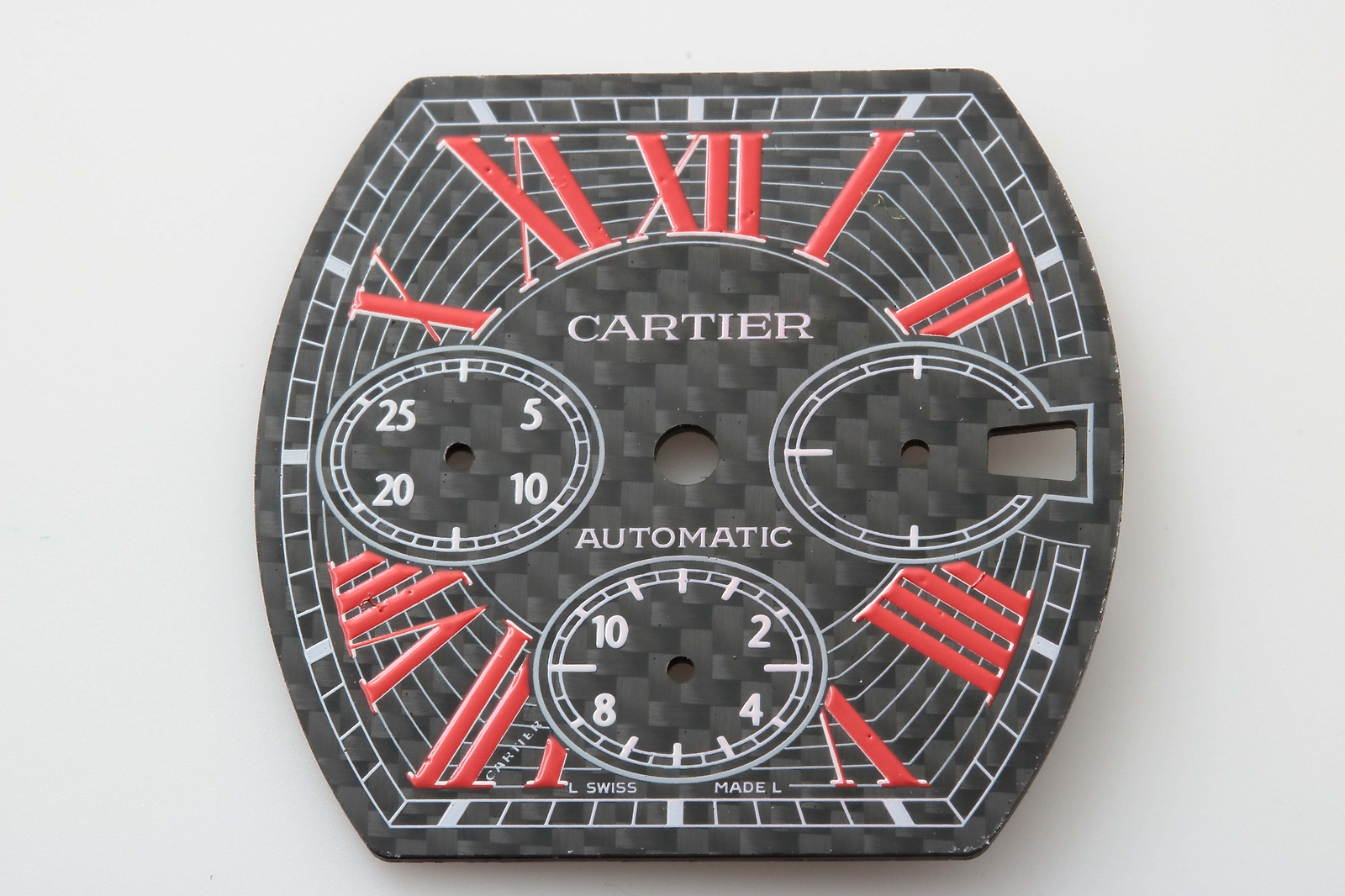 Cartier Roadster Chronograph Date Watch Dial Wristwatch Part Carbon Fiber