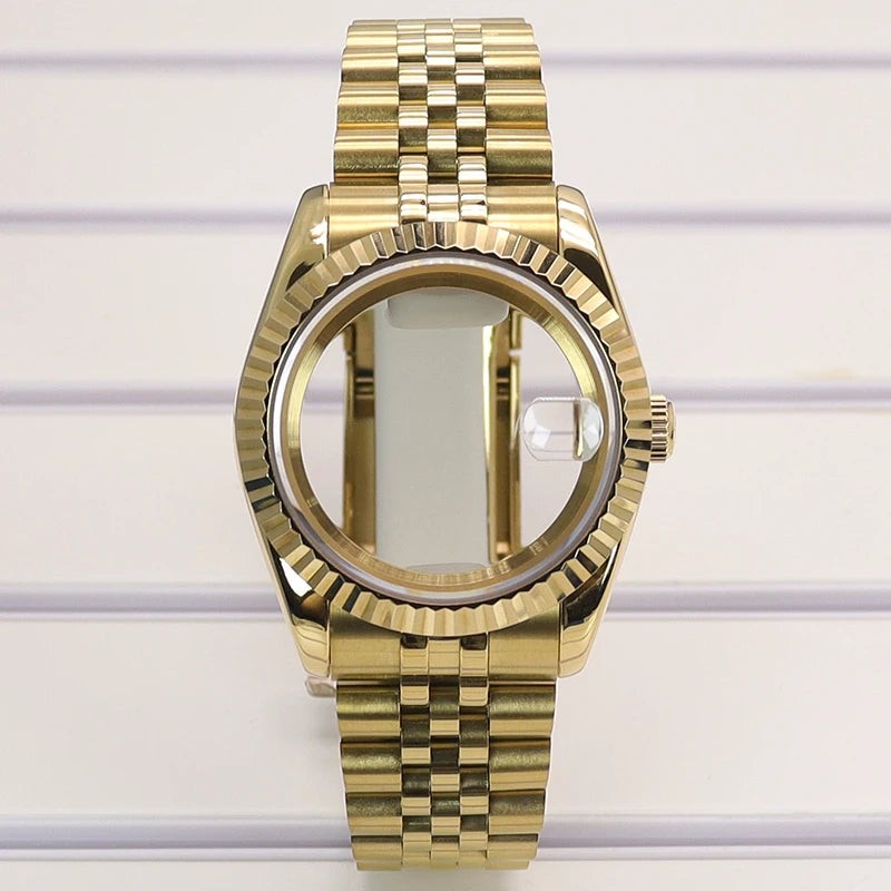 Fluted 36/39mm Watch Case Sapphire Crystal For NH35 NH36 NH38 Miyota 8215