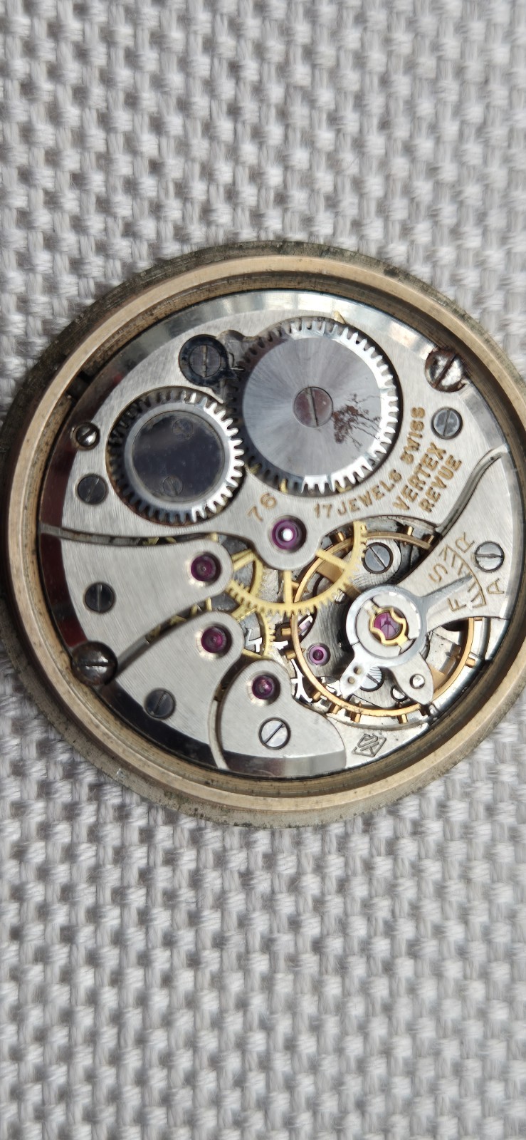Vertex REVUE cal. 76 Mechanical Watch Movement, Dial & Hands – WORKING