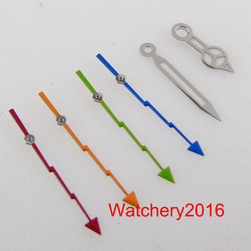 Red Orange blue Luminous Hand silver edge watch Hand fit NH35 NH36 7s26 ETA 2824