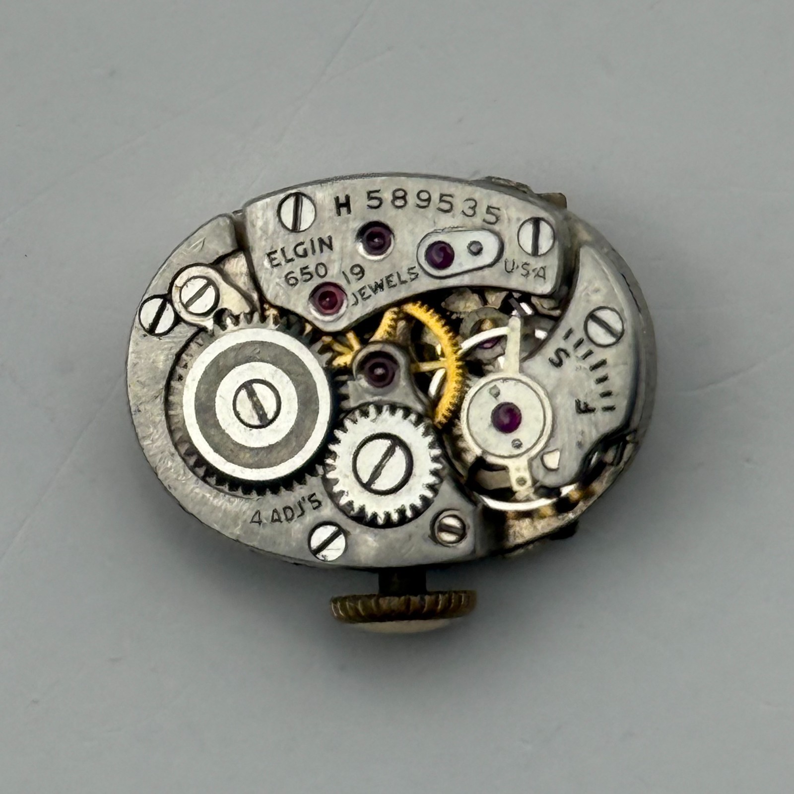 Lady Elgin 650 Watch Movement 19 Jewels U.S.A. Manual Wind Parts Repair 12.7mm