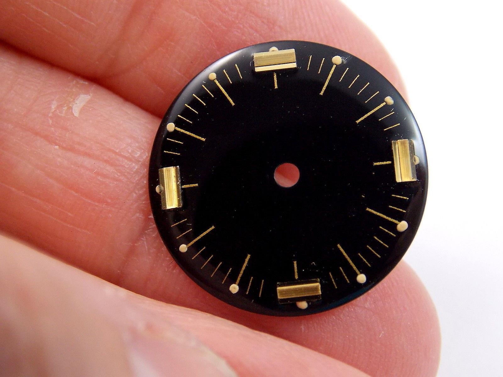 Borel Black 19mm Gold Markers Kaleidoscope Cocktail Watch Dial Vintage NOS