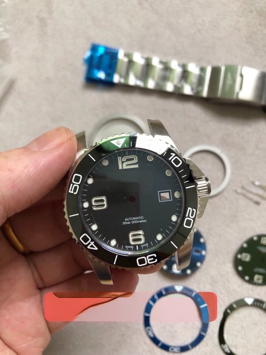 DIY SET for 2824 watch case + dial + hands + Strap sapphire 41mm