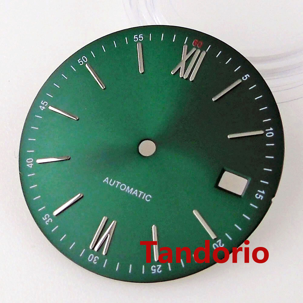 31mm Bliger Silver Blue Black Dial Hands Fit NH35A NH36A Movement Date Window