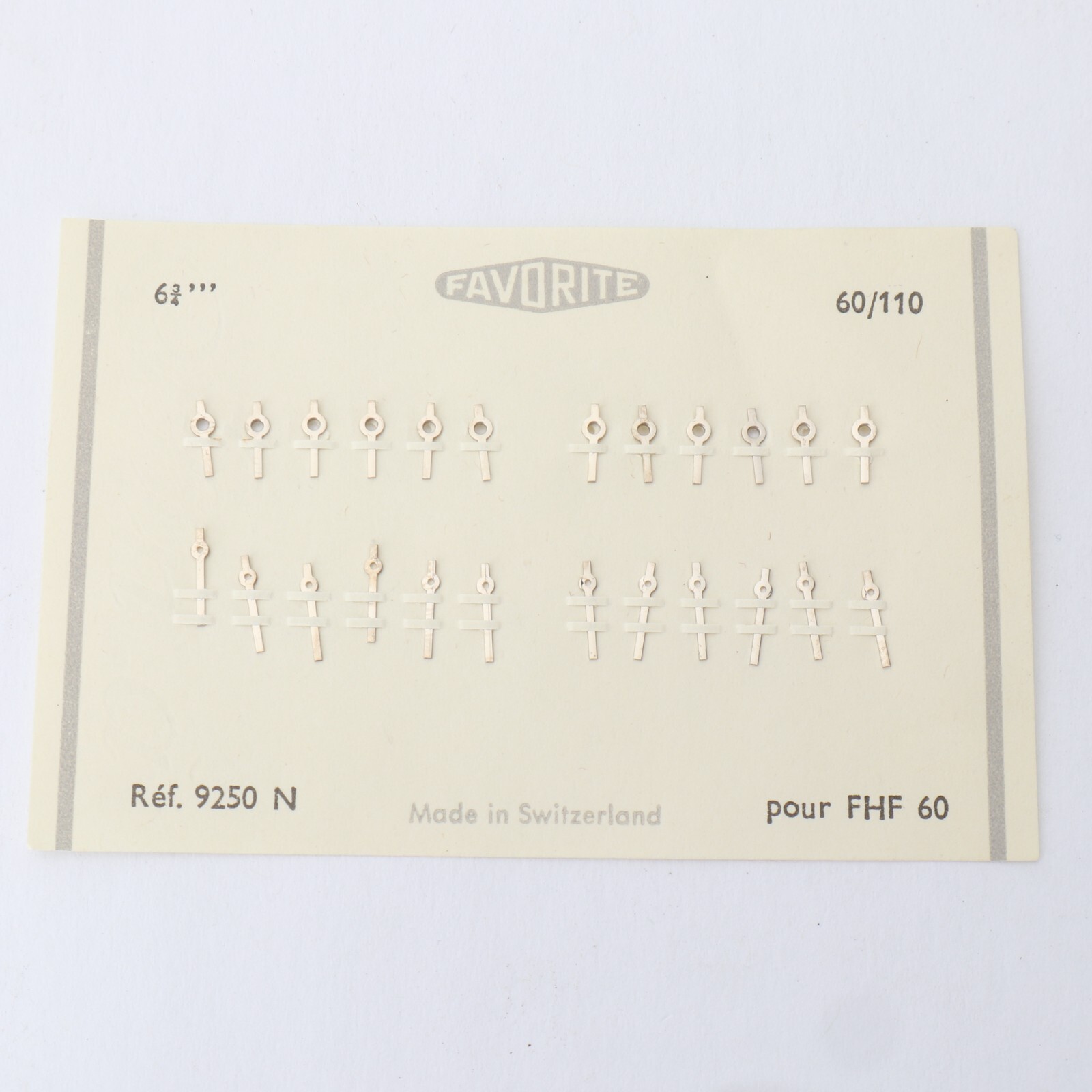FHF 60 Favorite Watch Hand Set (1) Pair Silver Tone 6 3/4 Ref. 9250N Size 60/110