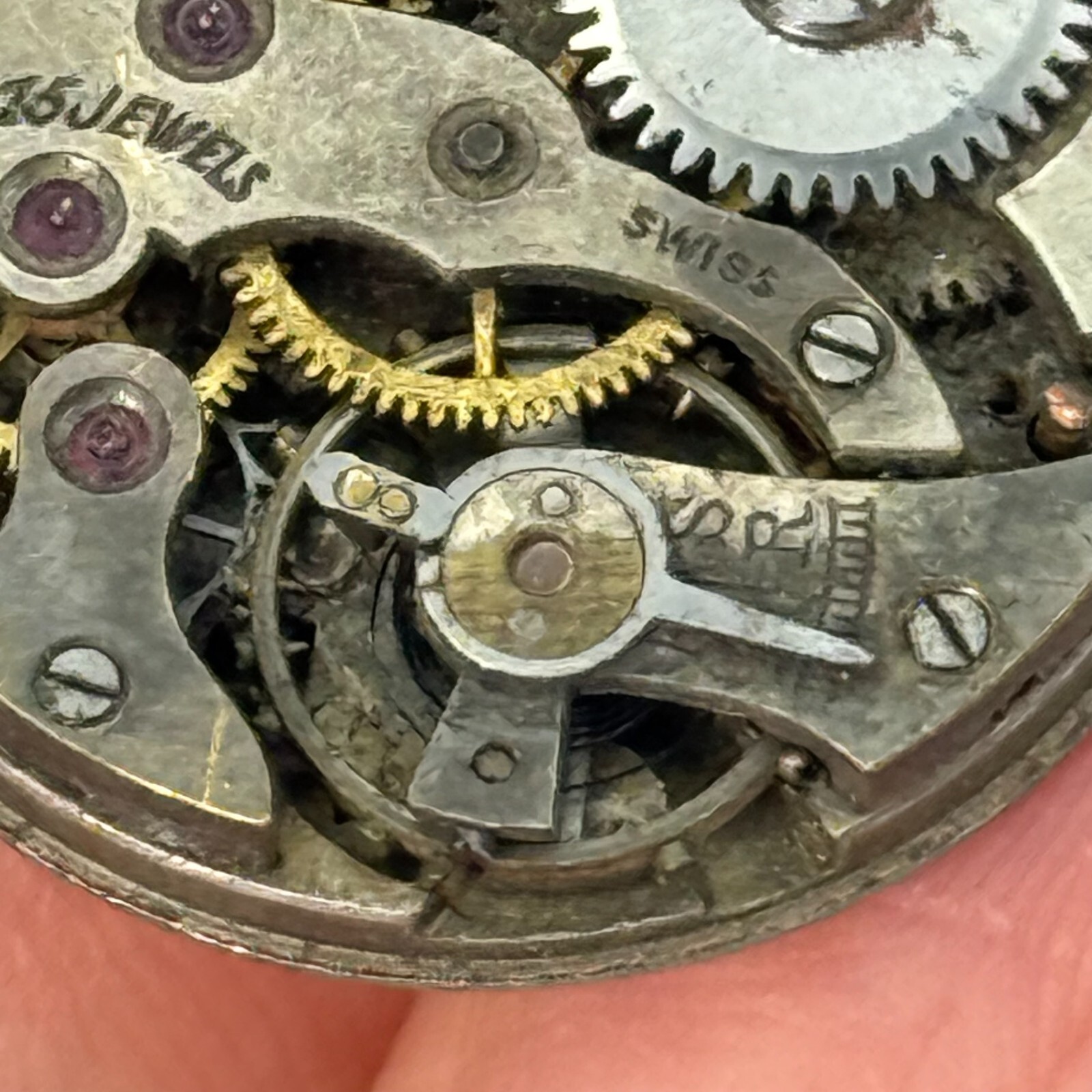 Lanco Watch Movement 15 Jewels Swiss Manual Wind Vintage Parts 21.9mm