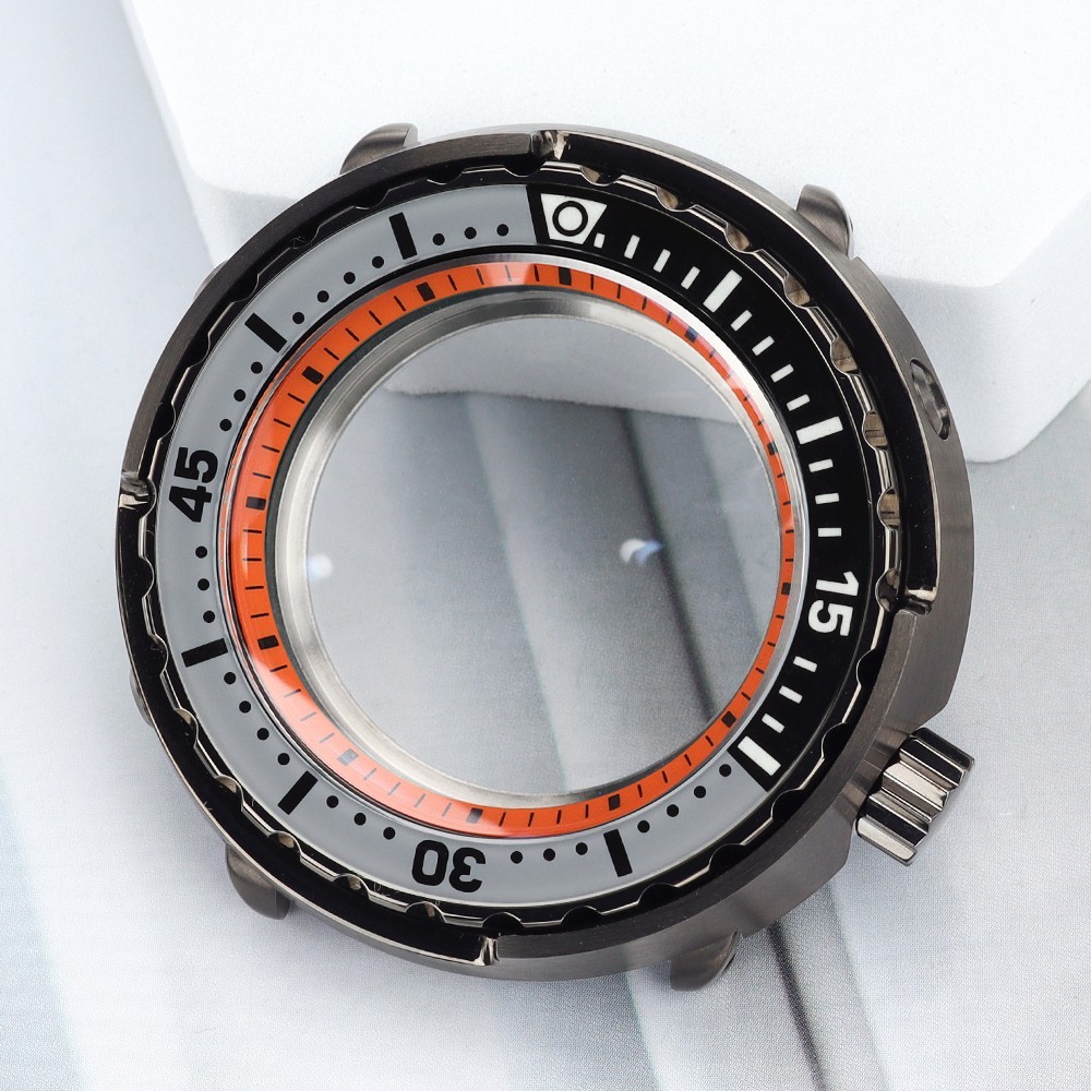 Rotating Bezel 47mm Mens Diver Watch Case Gun Color Tuna For Seiko NH35 Movement