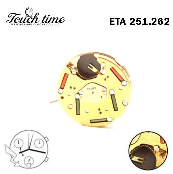 ETA 251.262-GUCCI-Swiss Quartz Movement-Chronograph-White Date Disk At 6-6 Hands