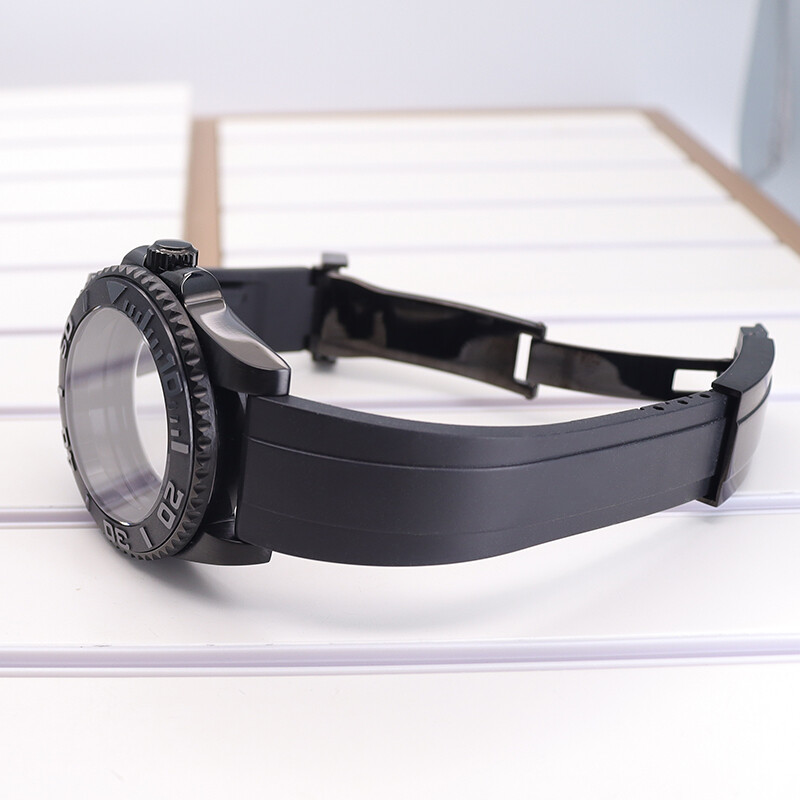 40mm nh35 nh36 YACHT Watch Case Rubber Strap Stainless Steel Sliding Lock Buckle