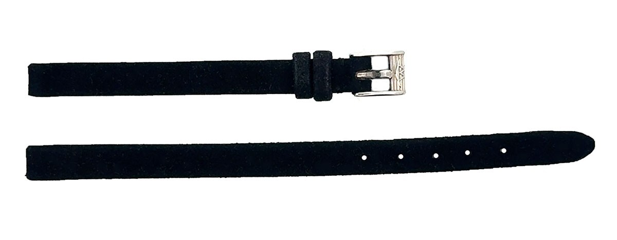 Movado Women’s 6mm Black Suede Leather Watch Band Strap Silver Buckle