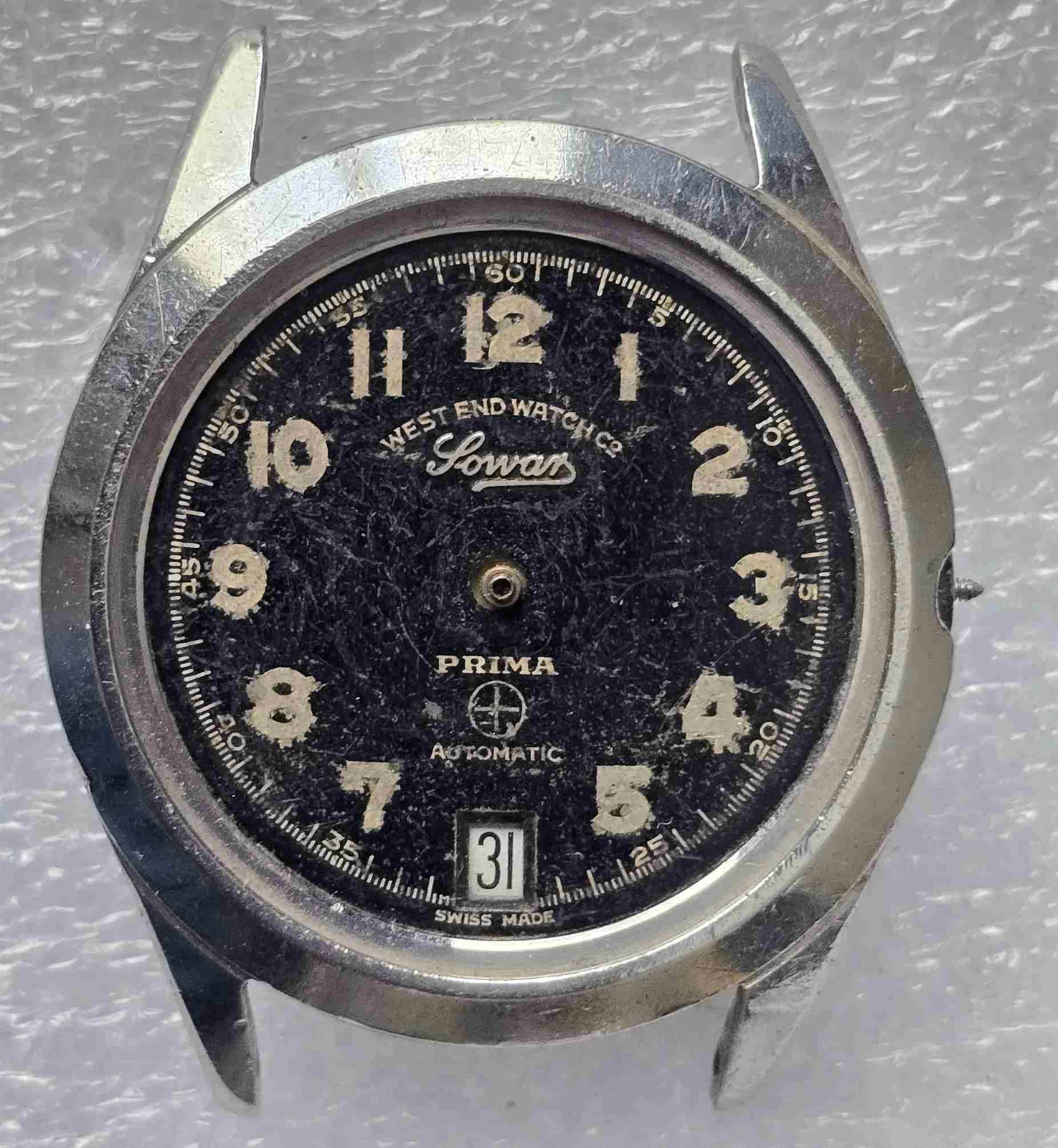 VTG WEST END Sowar PRIMA Steel Watch. Ref: D.3191. Cal: ETA-2824. For Service