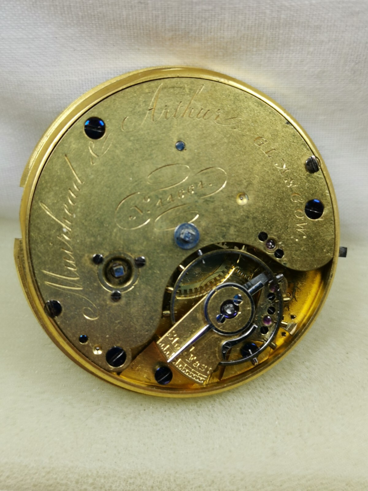 Muirhead & Arthur, Glasgow British Pocket Watch Movement 42.5 mm. Repair/Parts