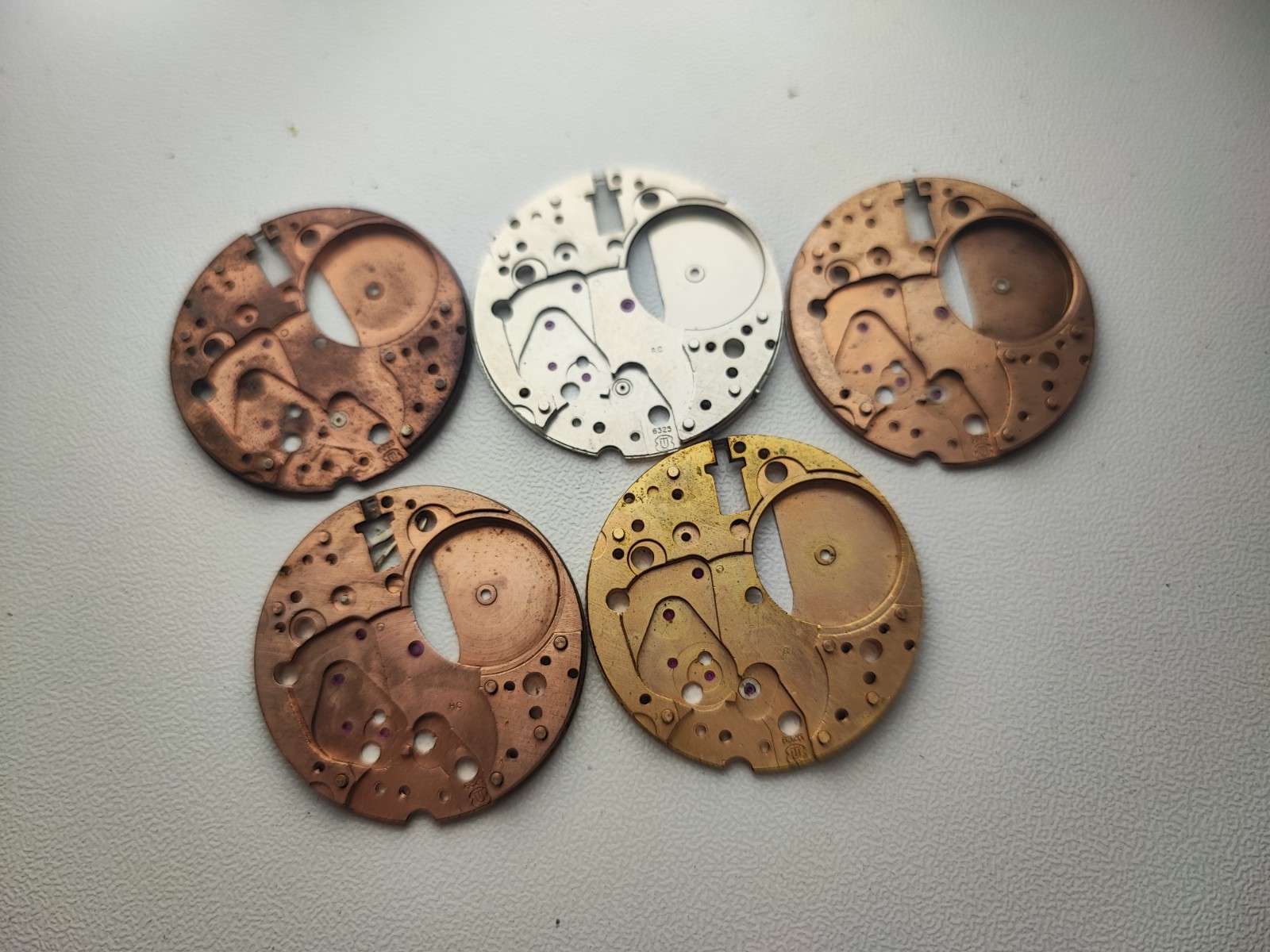 UT 6325 UNITAS Watch Main Plate Platinum lot parts and spares
