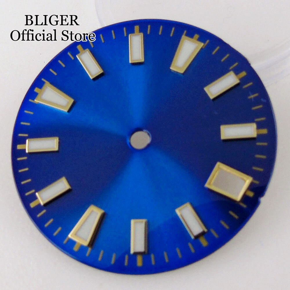 28.5MM Black Purple Blue Sunburst Watch Dial Fit NH35 NH36 Automatic Mens Watch