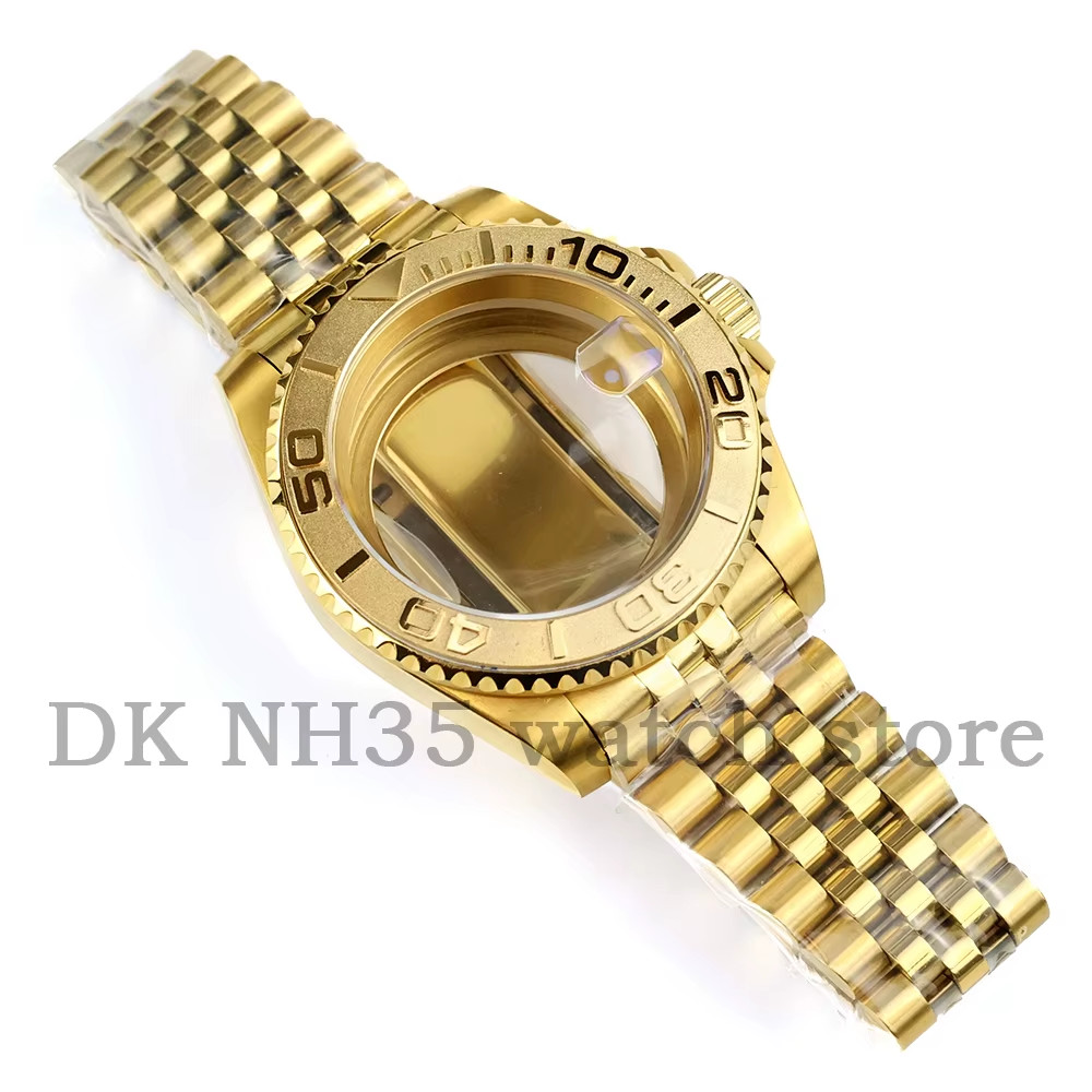 40mm NH35 Gold Stainless Steel Watch Case Jubilee Bracelet Fit SUB GMT NH34 NH35