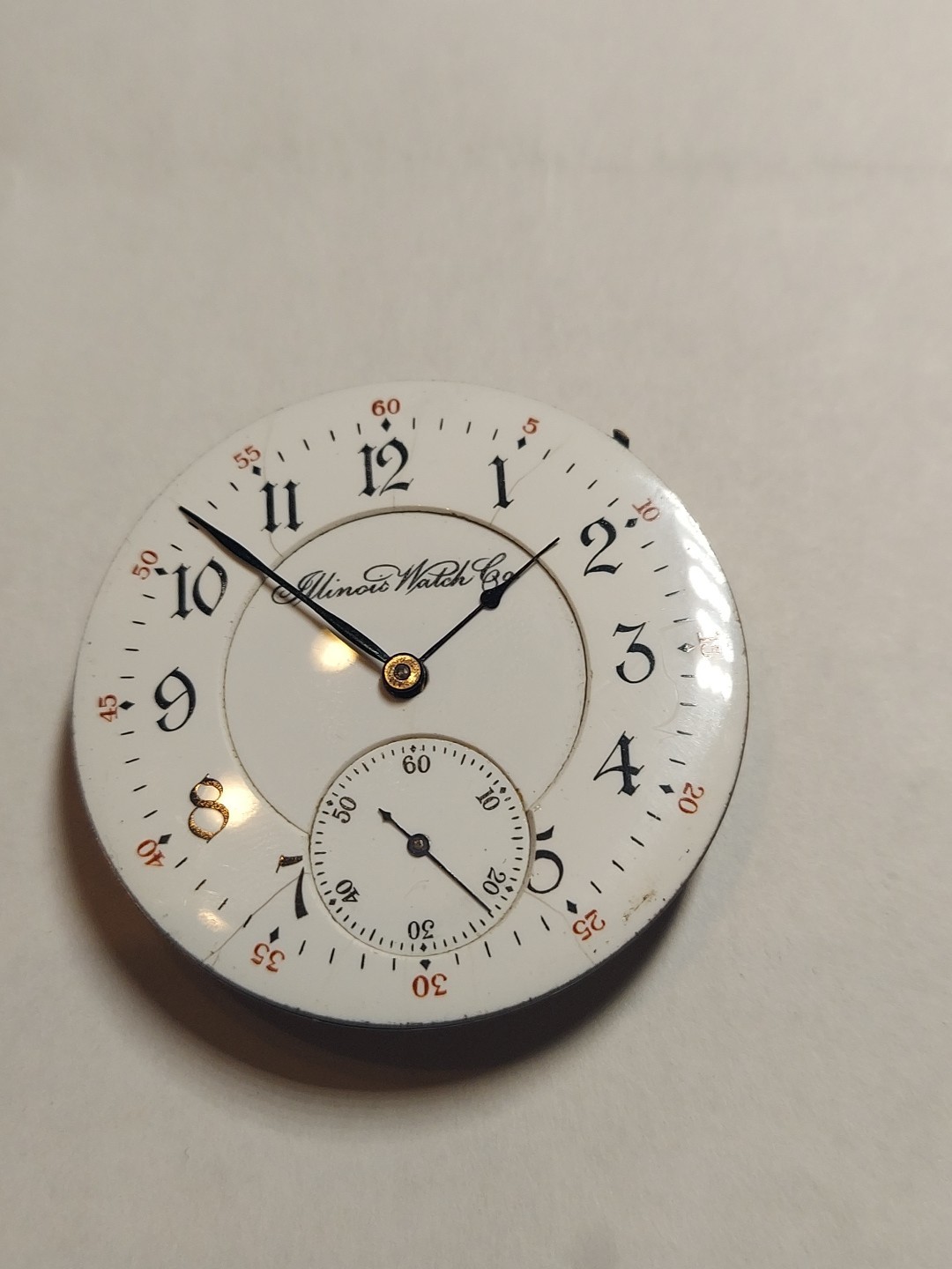 Illinois Springfield P.W.Movement U.S.A Mens 17 Jewels Art Deco Enamel Dial
