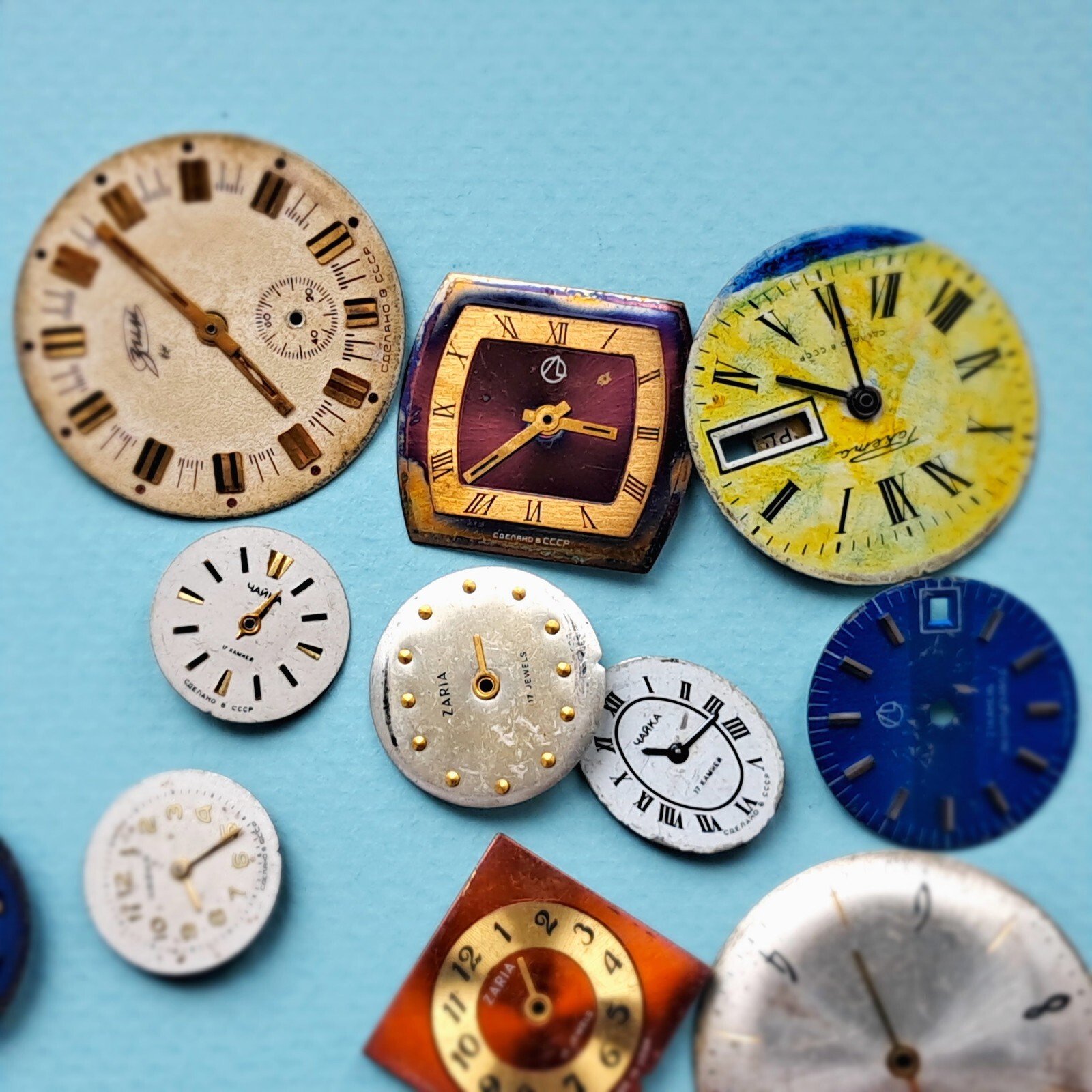 Vintage Watch Dials Lot 150g – Steampunk Art Supplies – Antique Faces for watch
