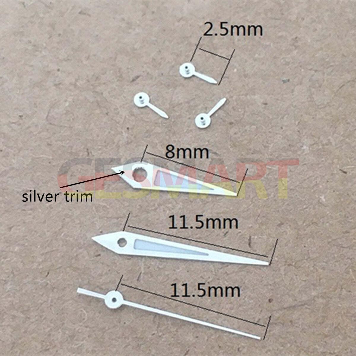 2 Sets Arrow Shape Green Lume Silver Trim Hands for VX3J/VX9J/VX7J/VX3N/VX9N