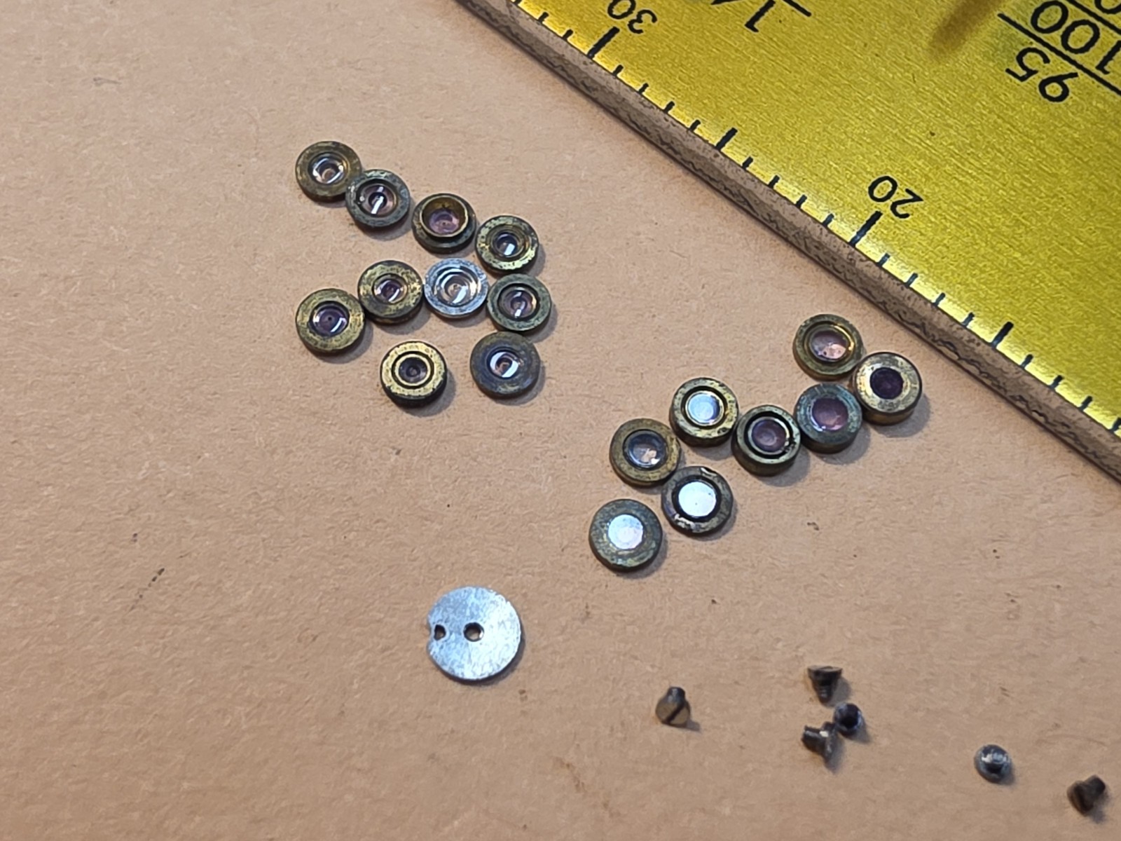 Lot Of NOS Elgin Mixed 0s-3/0, & 4/0 Pocket Watch Hole & Cap Jewels, Screws