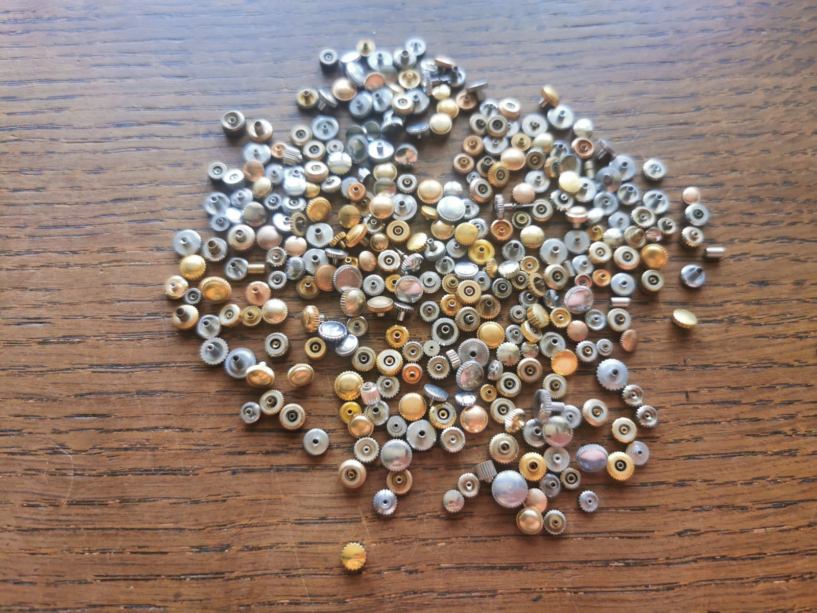 Watch Crowns, Chrome / Gilt, Used, Large Lot, Watchmaker Parts #R815